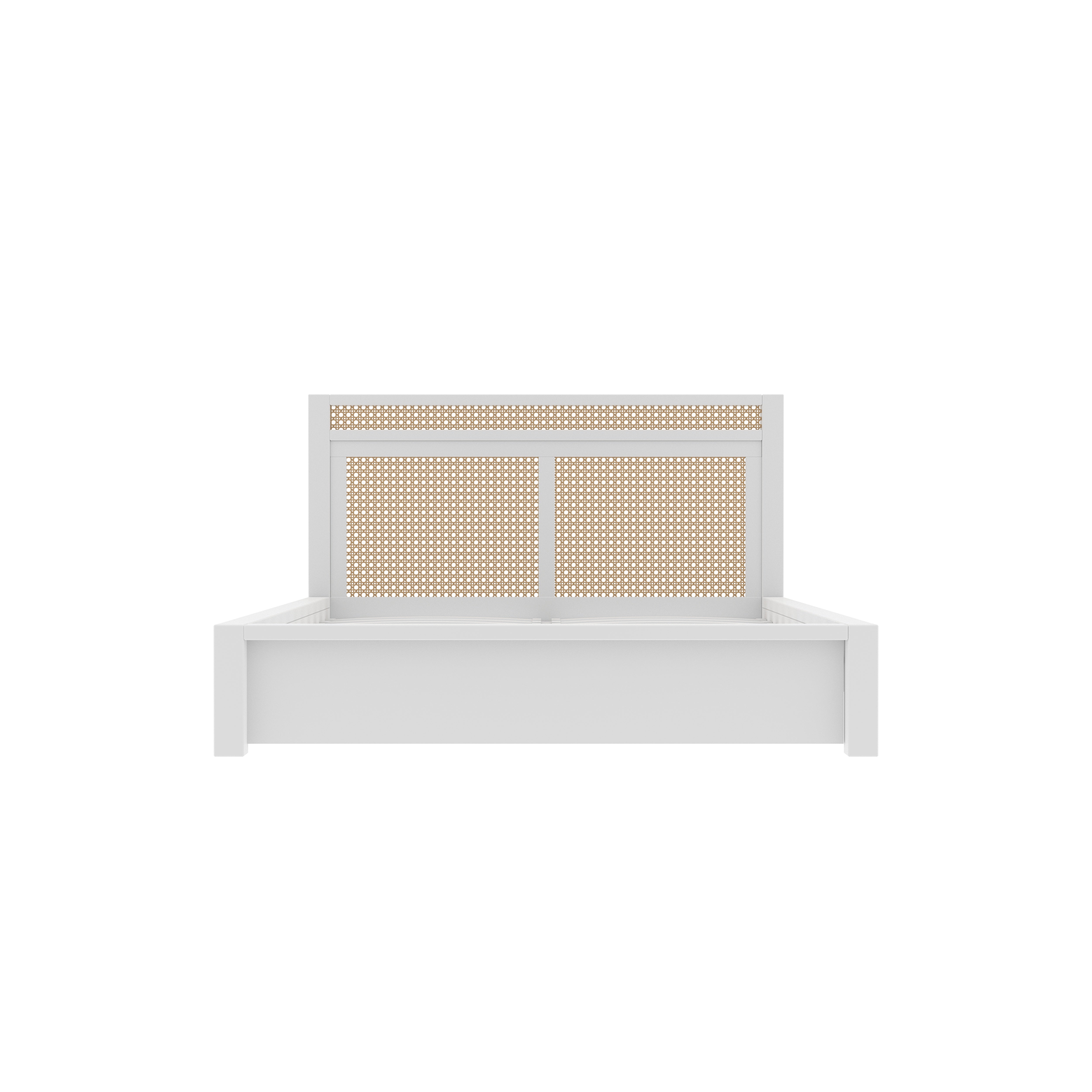 Barcelona Modern Bed with Multi-Panel Cane Headboard Bed