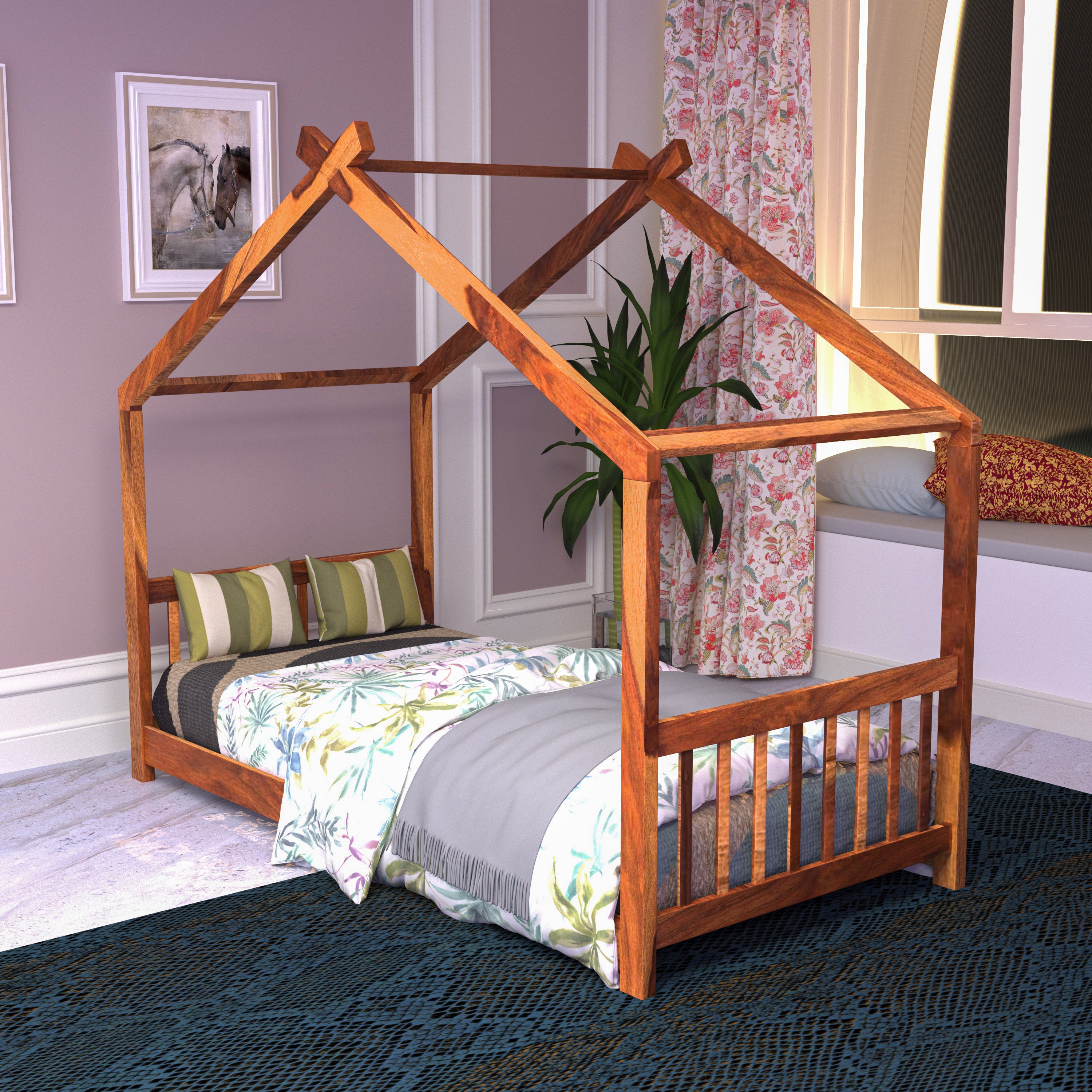 Vintage Hut Shaped Beautiful Wooden Cross Air Bed Bed