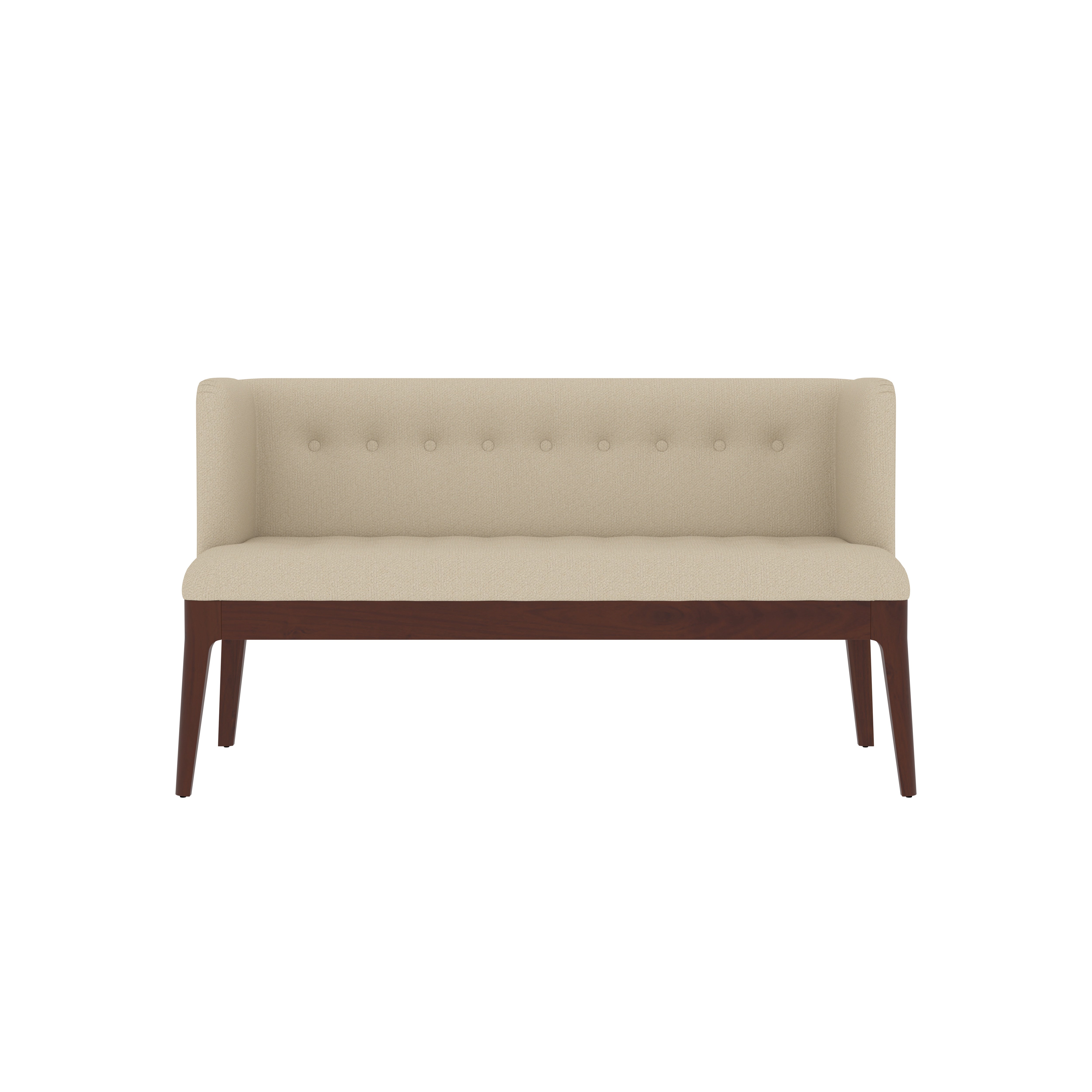 Contemporary Wooden Dining Bench with Beige Upholstery Sofa