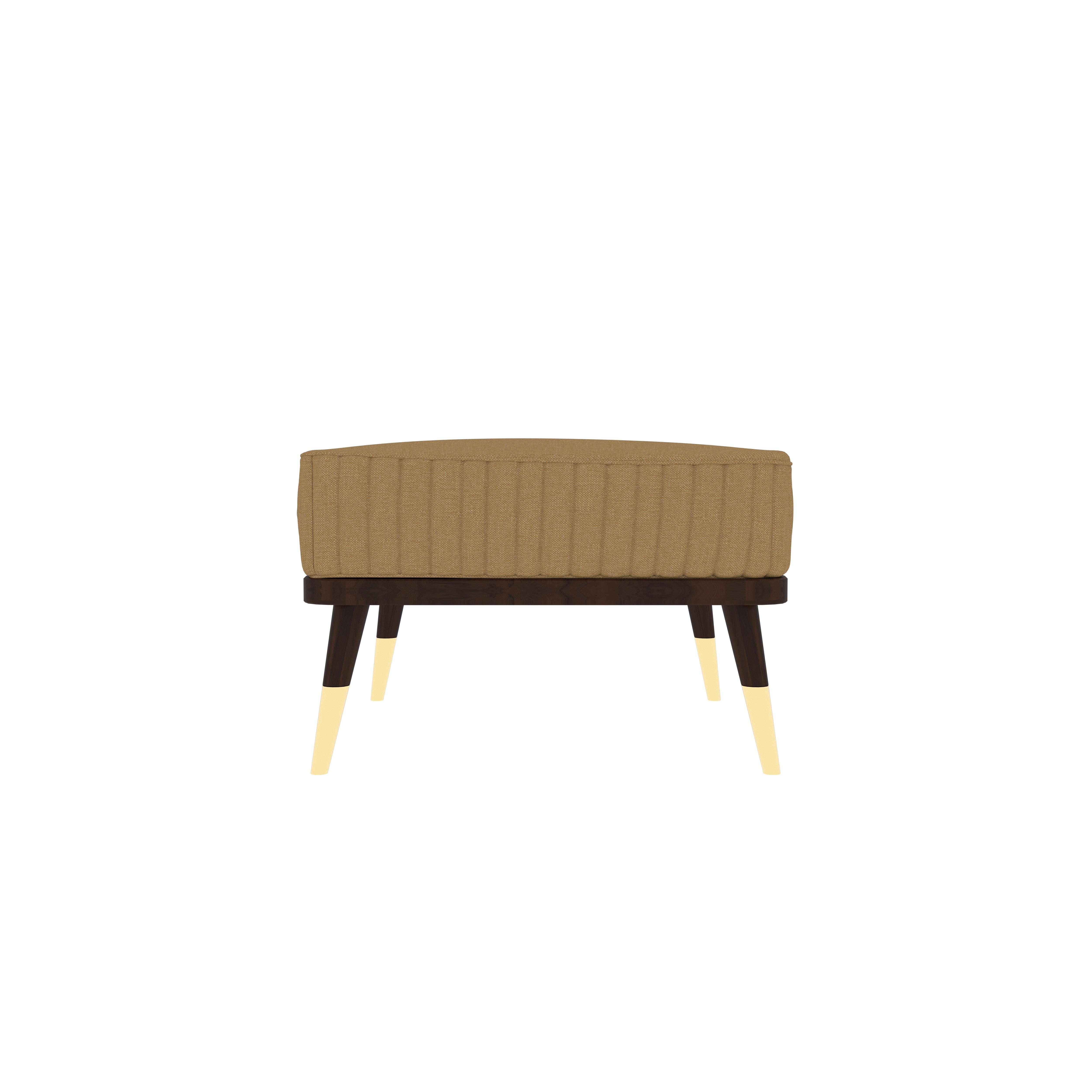 Mid-Century Modern Upholstered Ottoman | Wood Base Bench
