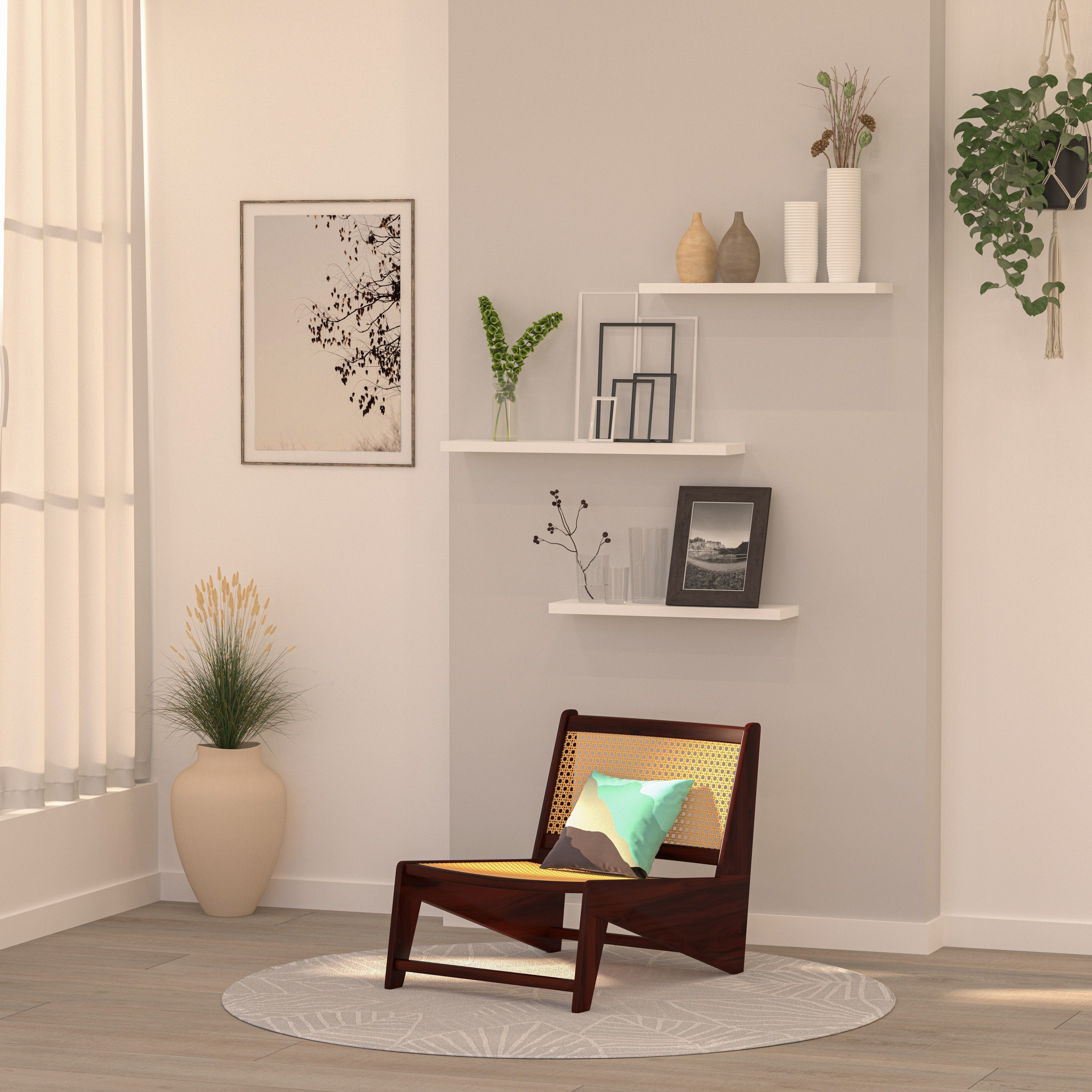 Rectos Vintage Cane Finished Wooden Handmade Easy Chair Easy Chair