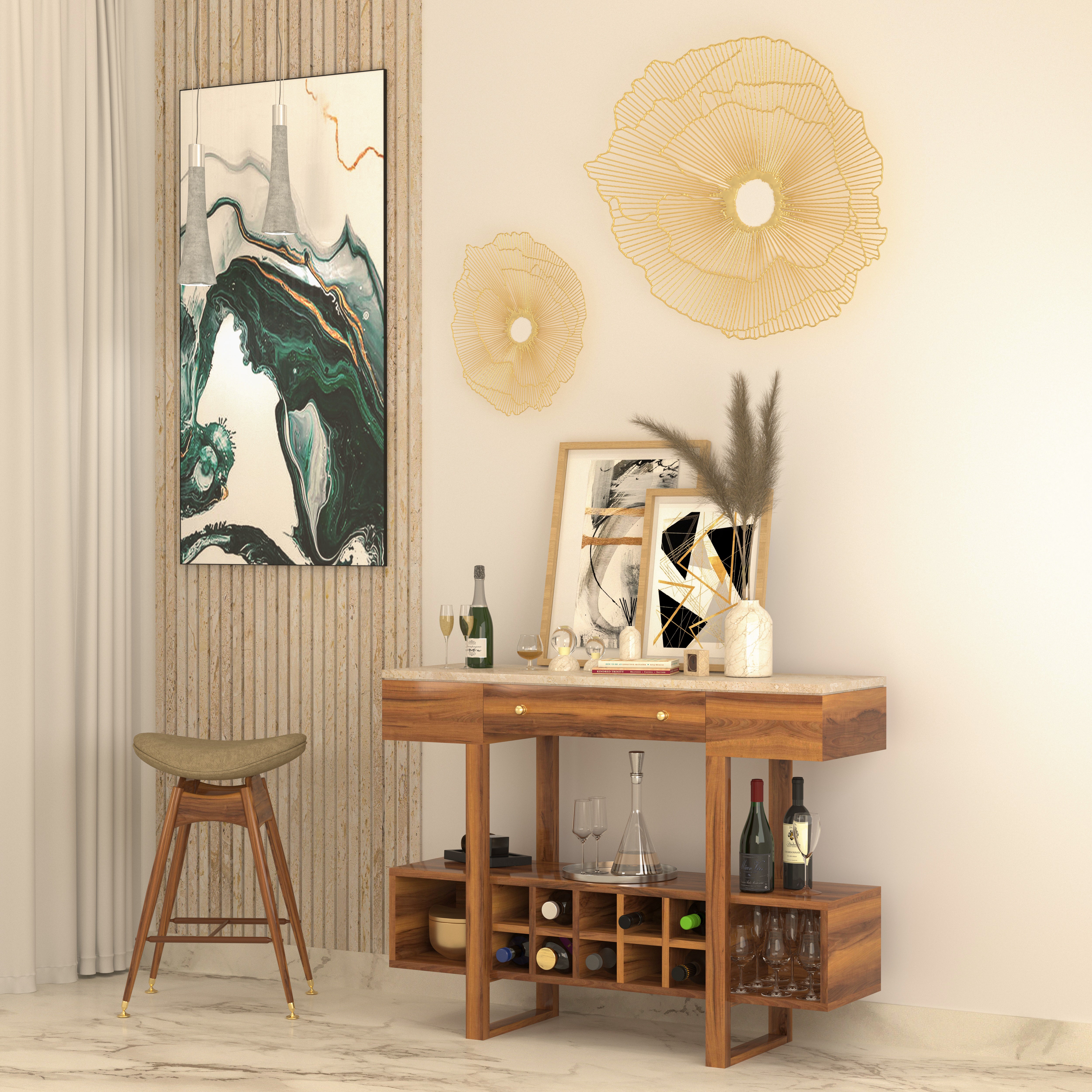 Vintage Light Brown Finished Wooden Handmade Bar Cabinet Bar Cabinet