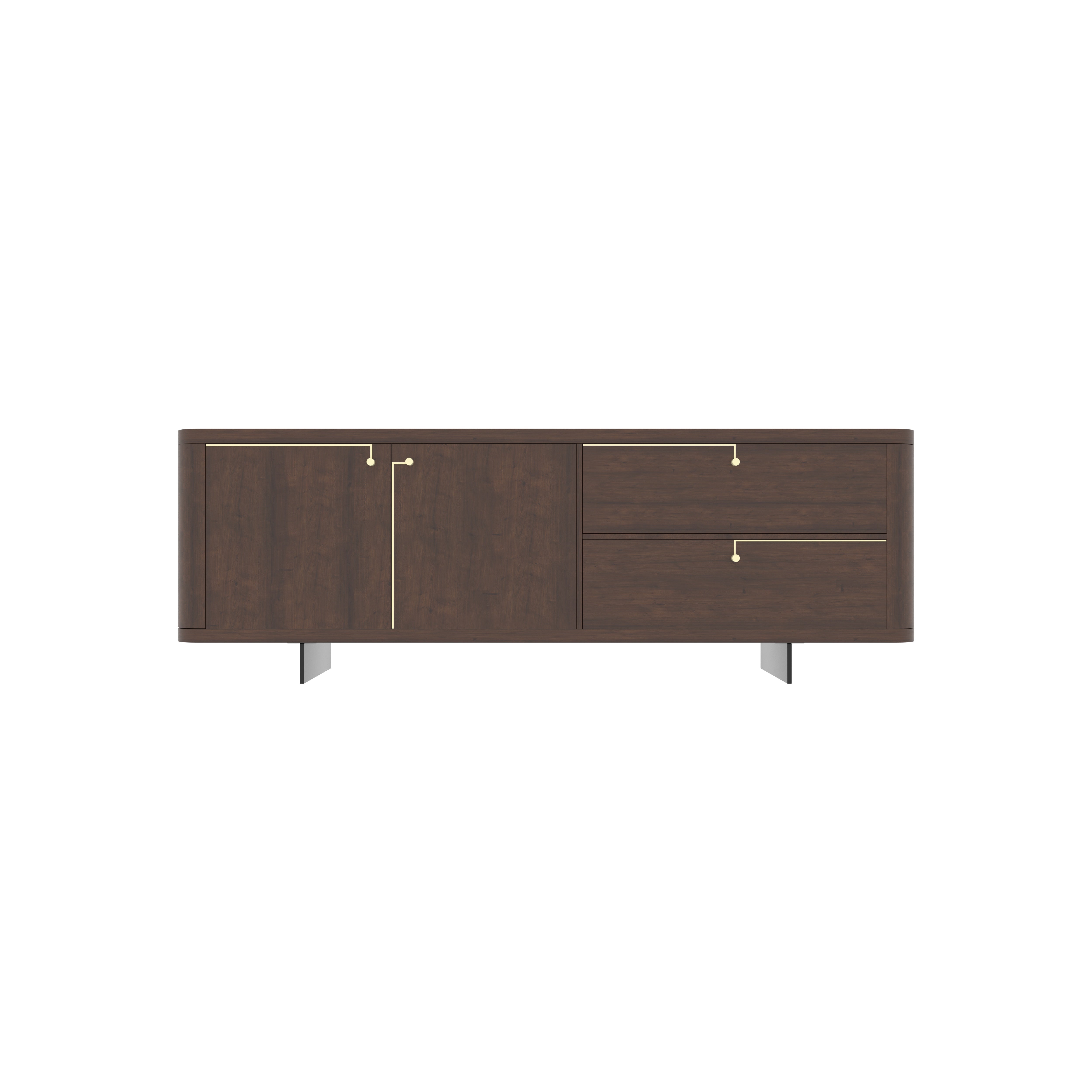 Modern Wooden TV Stand with Gold Handles - Luxury Entertainment Console Tv stand