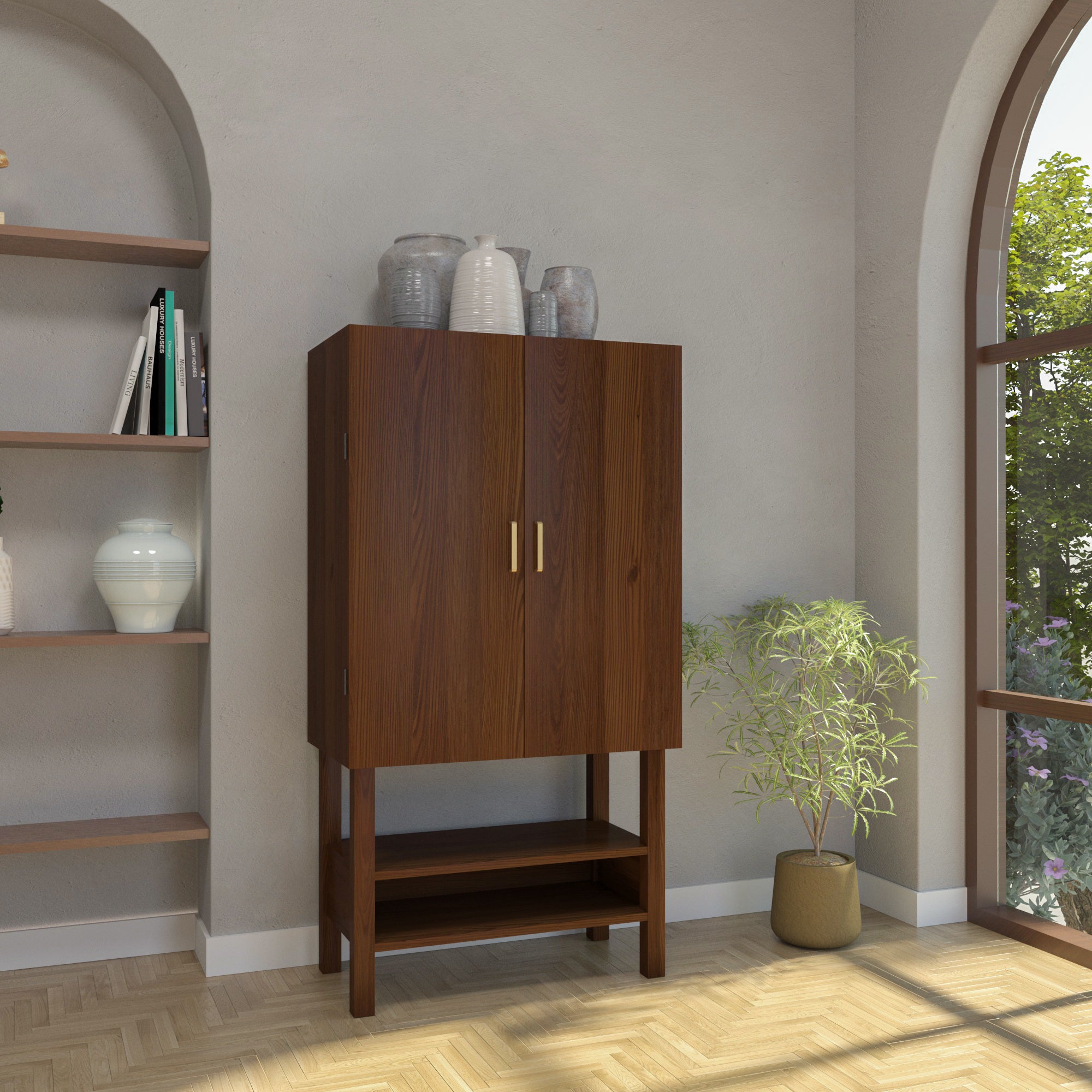 Old Vintage Unique Medium Finished Handmade Wooden Cupboard Cupboard