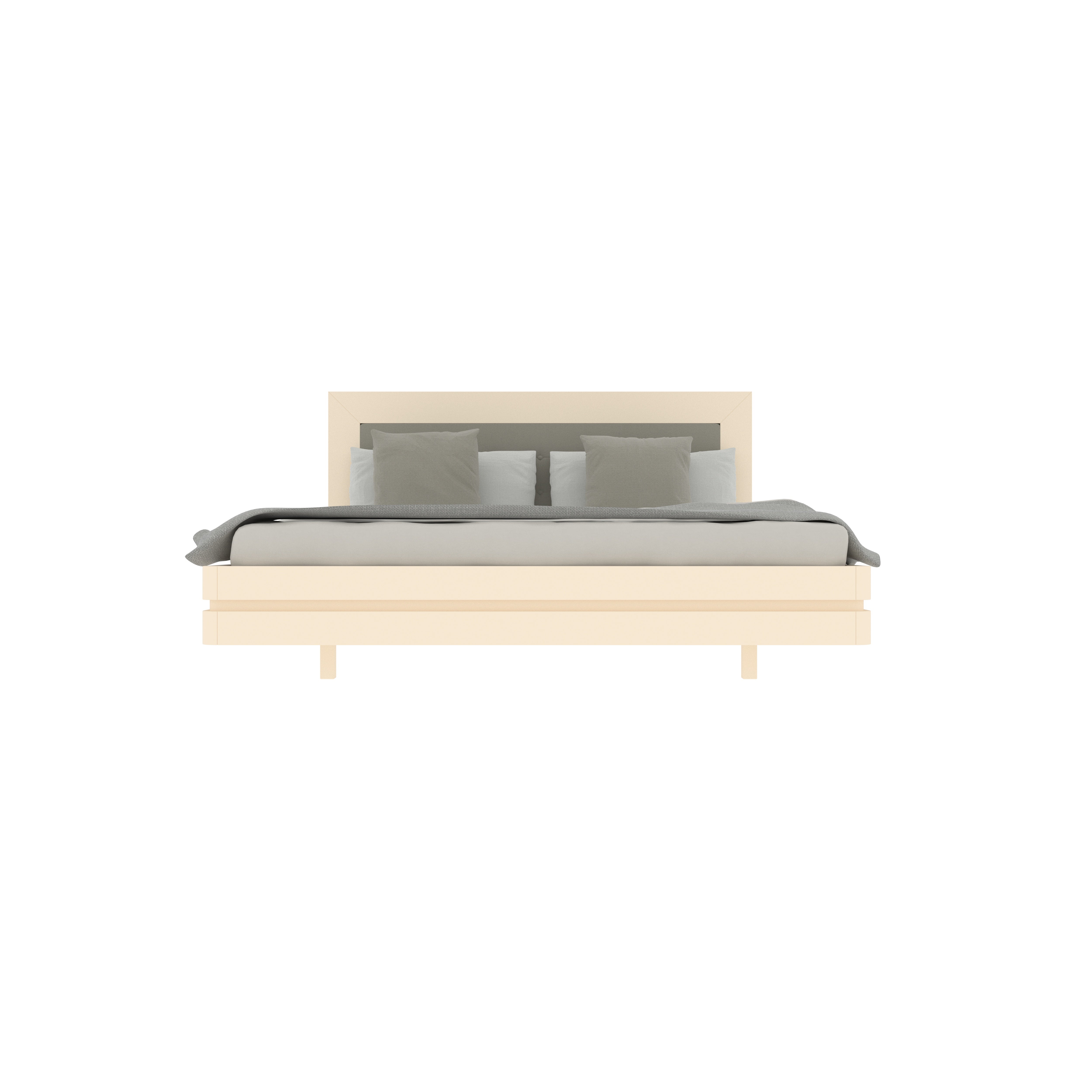 Minimalist Platform Bed with Cushioned Headboard – Scandinavian Style Bed