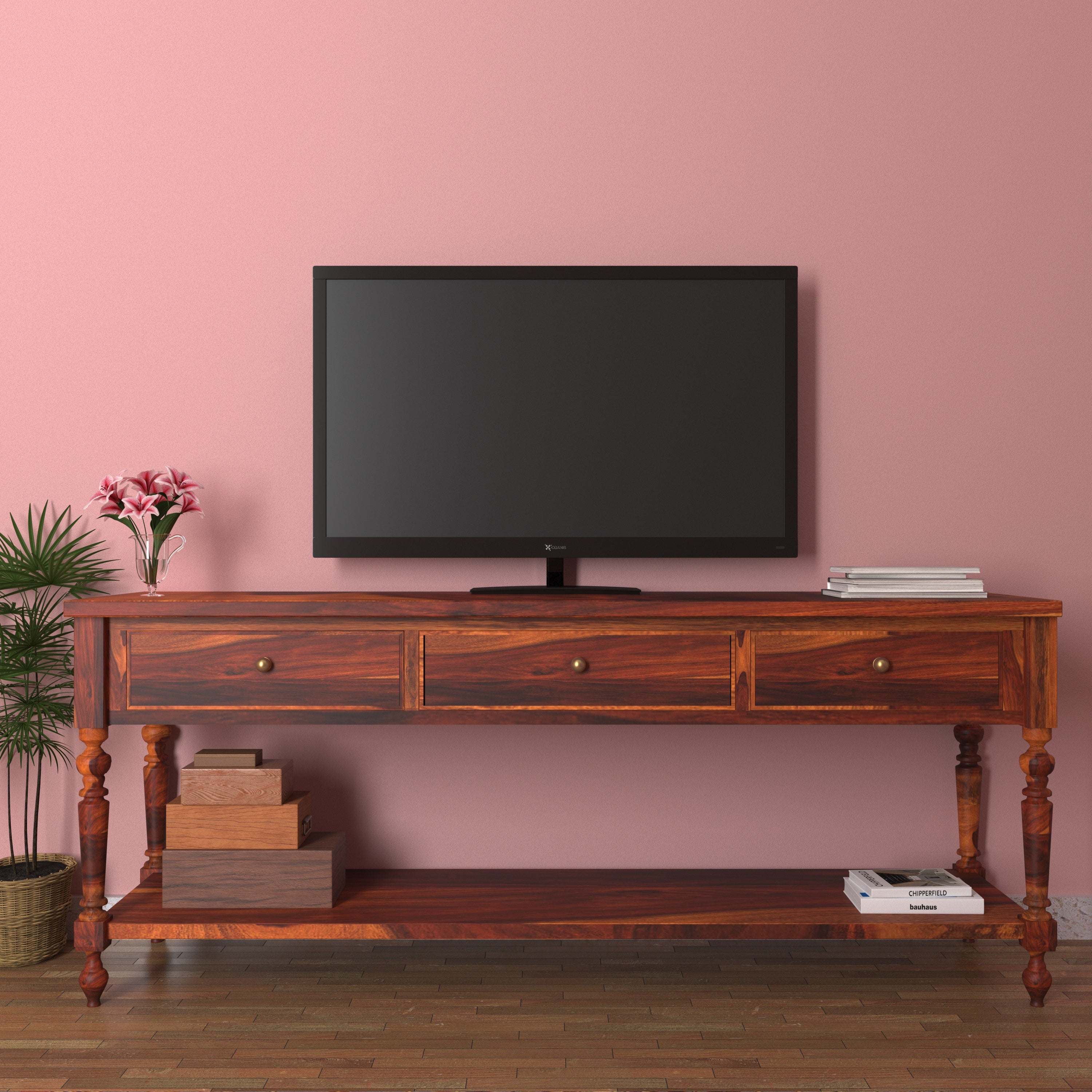 Belgium Rustic Glory Style Handmade Wooden Slim TV Stand for Home Tv stand