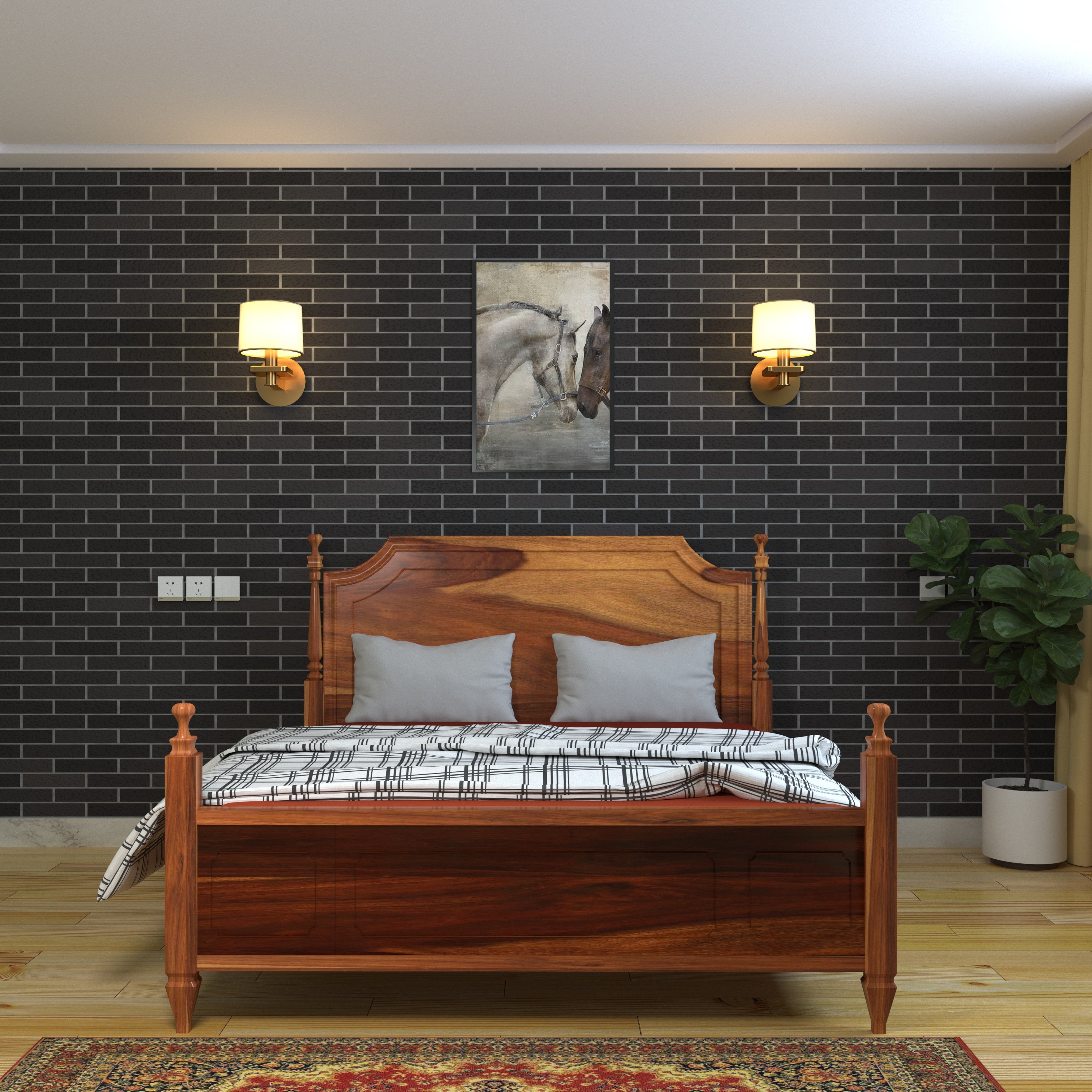 Classic Vintage Crown Styled Wooden Handmade Bed for Home Bed