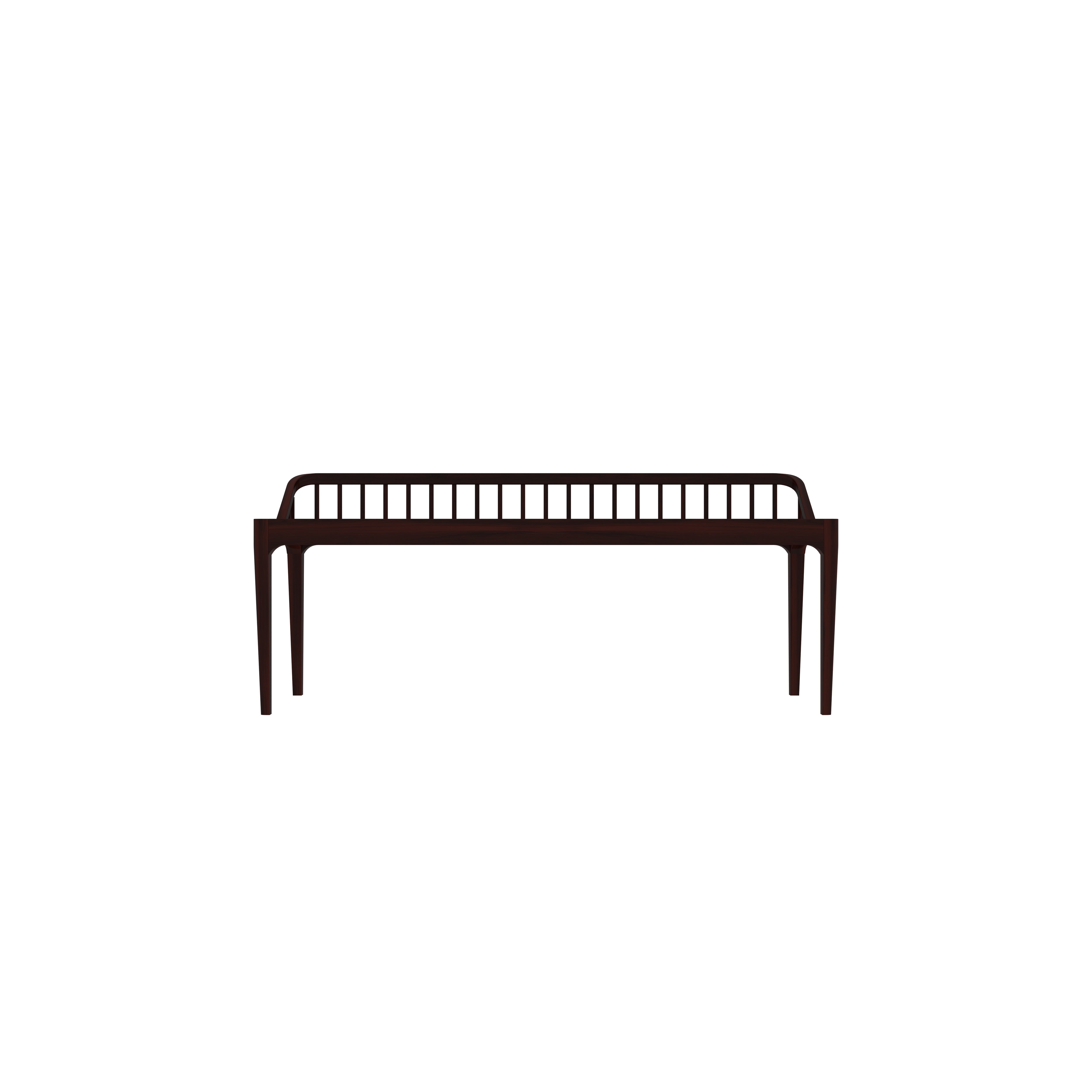 Minimalist Dark Wood Bench with Spindle Backrest Bench