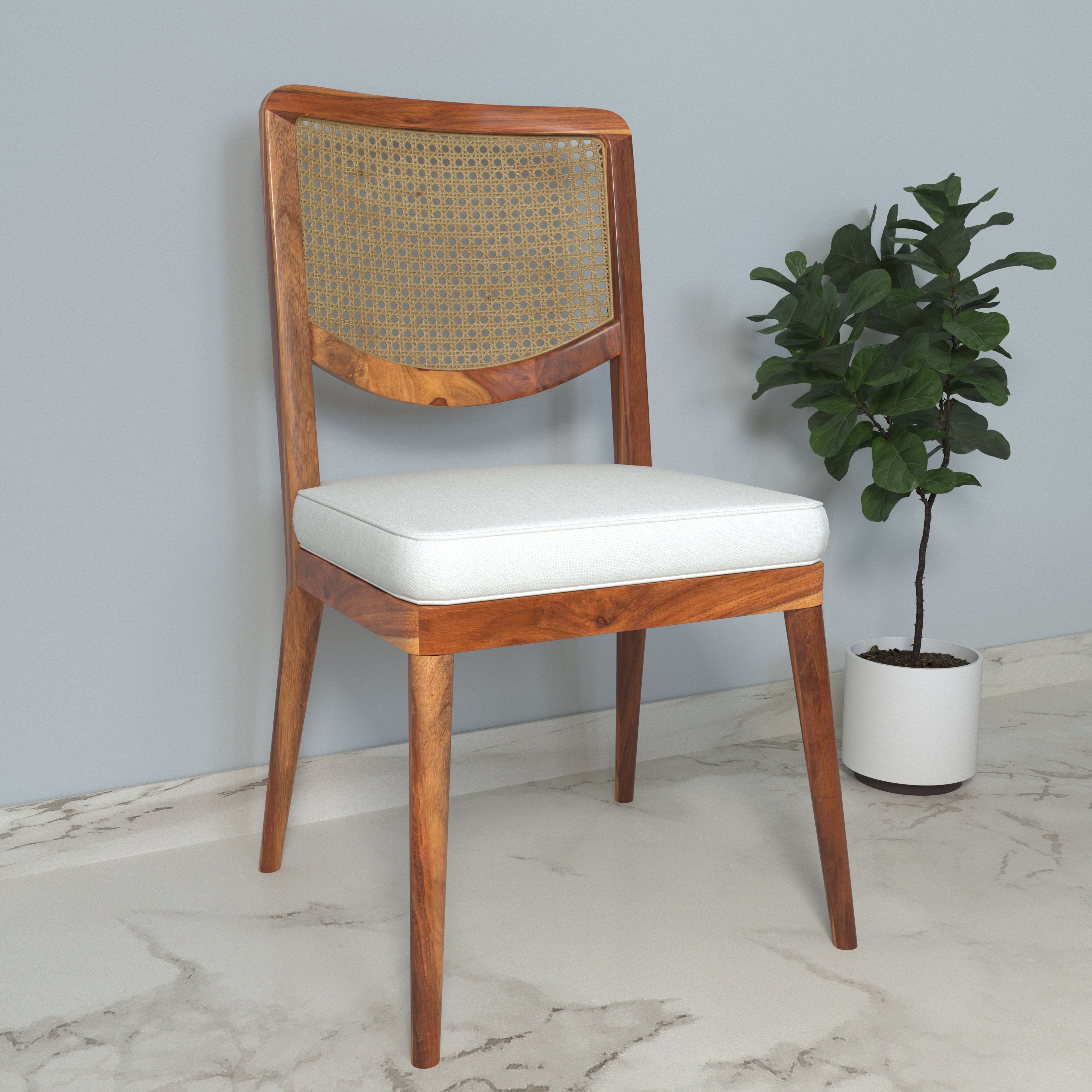 Easy Simple Cane Back Handmade Wooden Dining Chair for Home Dining Chair