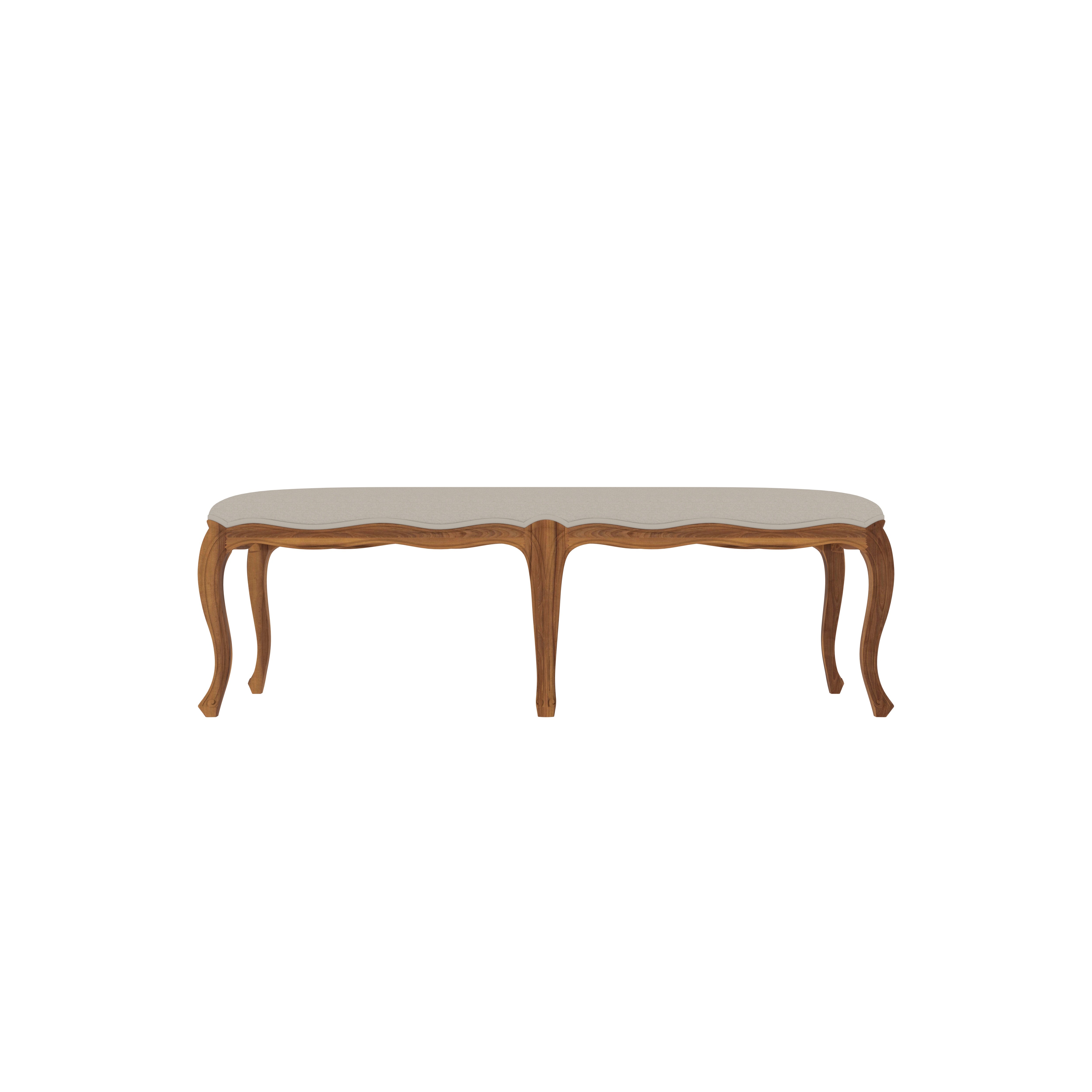 Elegant French Style Bench | Carved Wooden Legs Bench