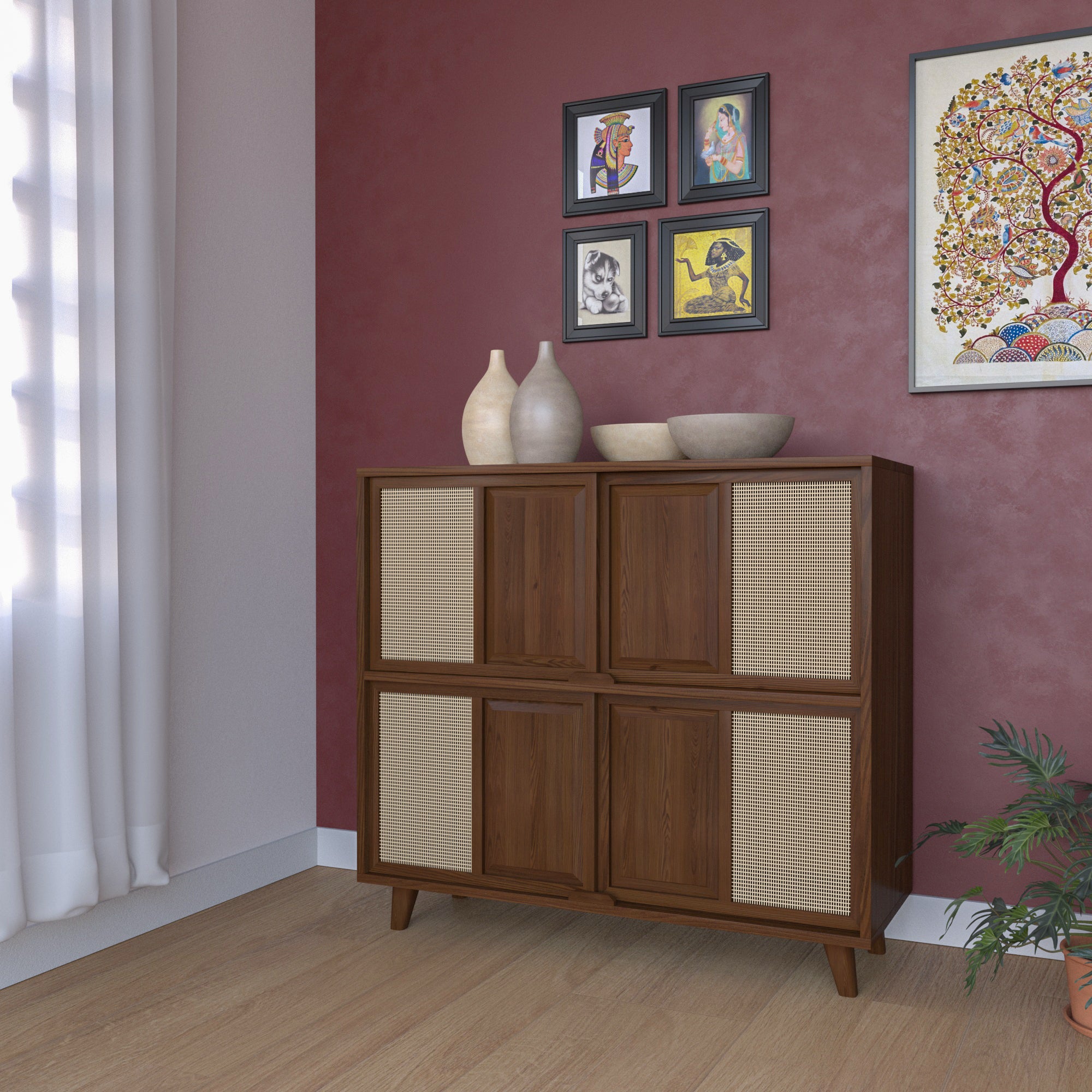 Anique Dark Touch Finished Wooden Multistorage Cupboard Cupboard