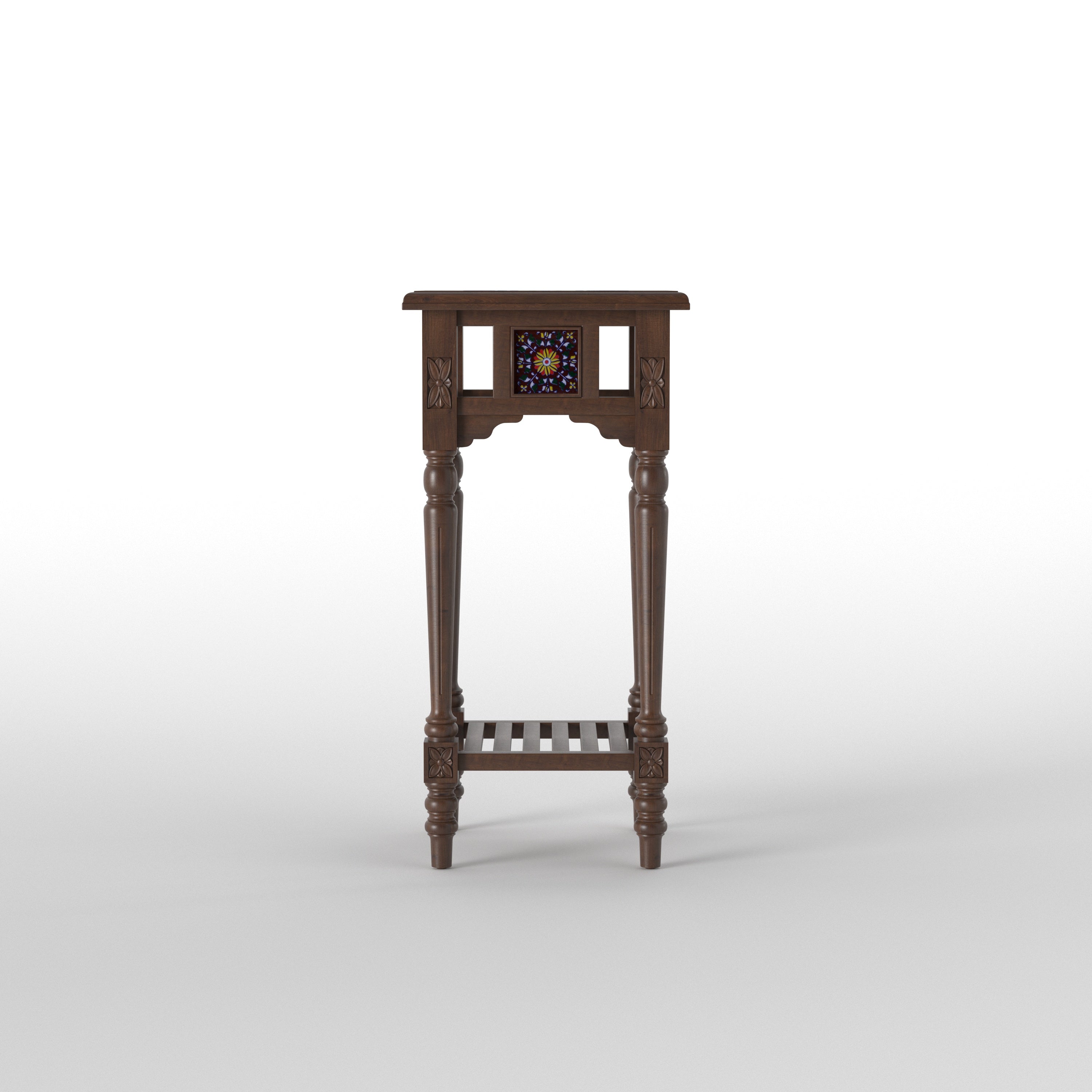 Tall Accent Plant Stand with Artistic Panel Detailing End Table