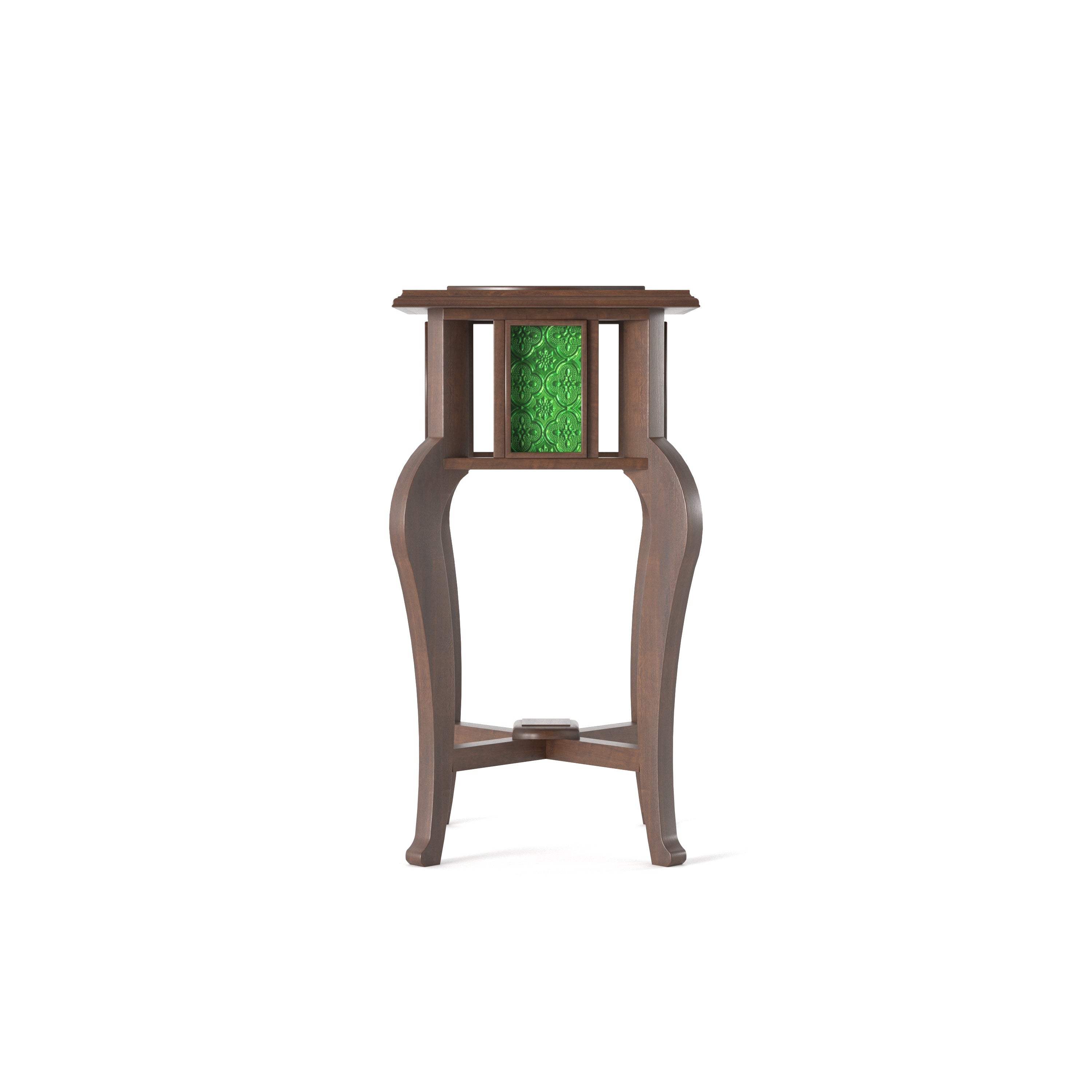 Artisan Accent Plant Stand with Decorative Panel Design End Table