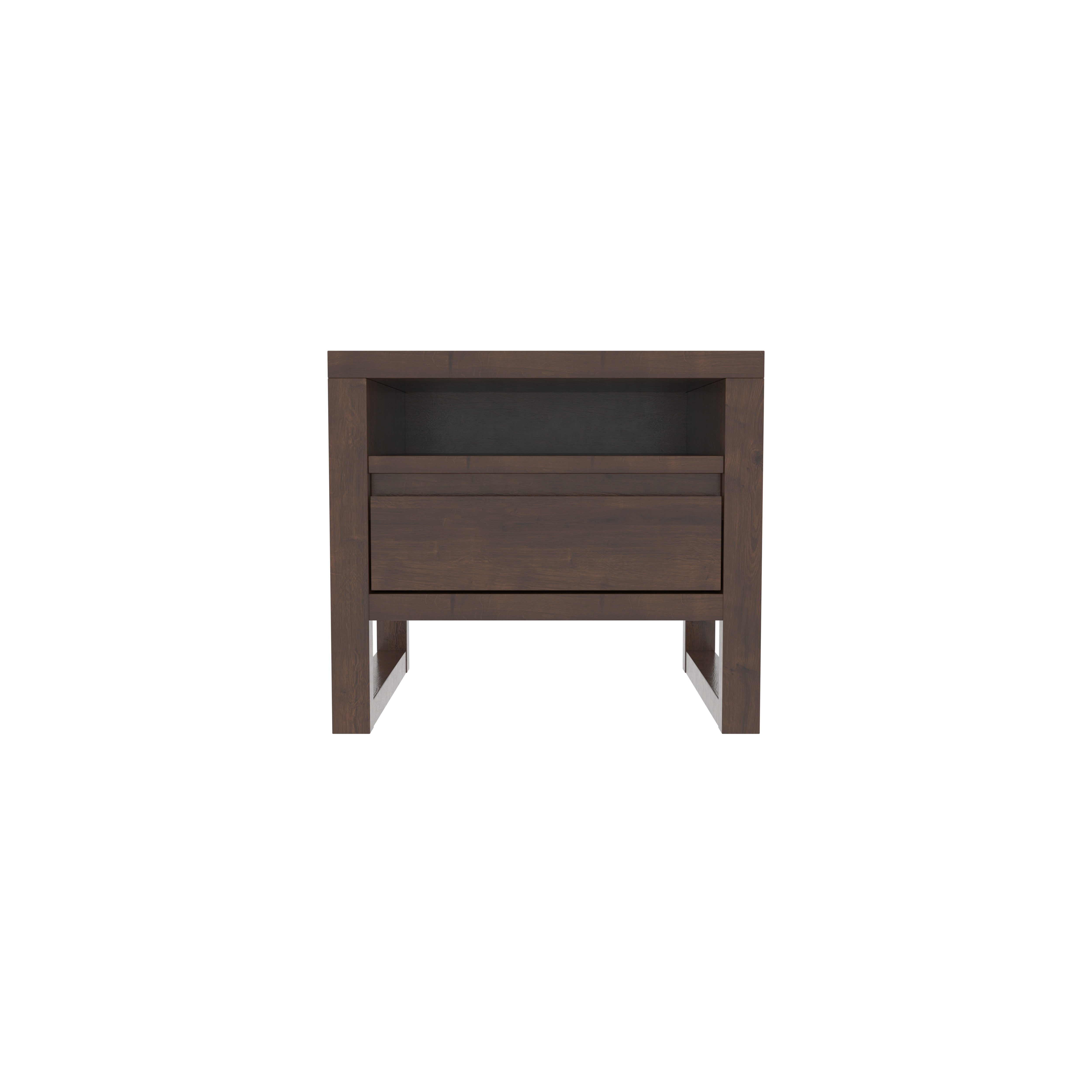 Contemporary Side Table with Open Shelf and Single Drawer Bedside