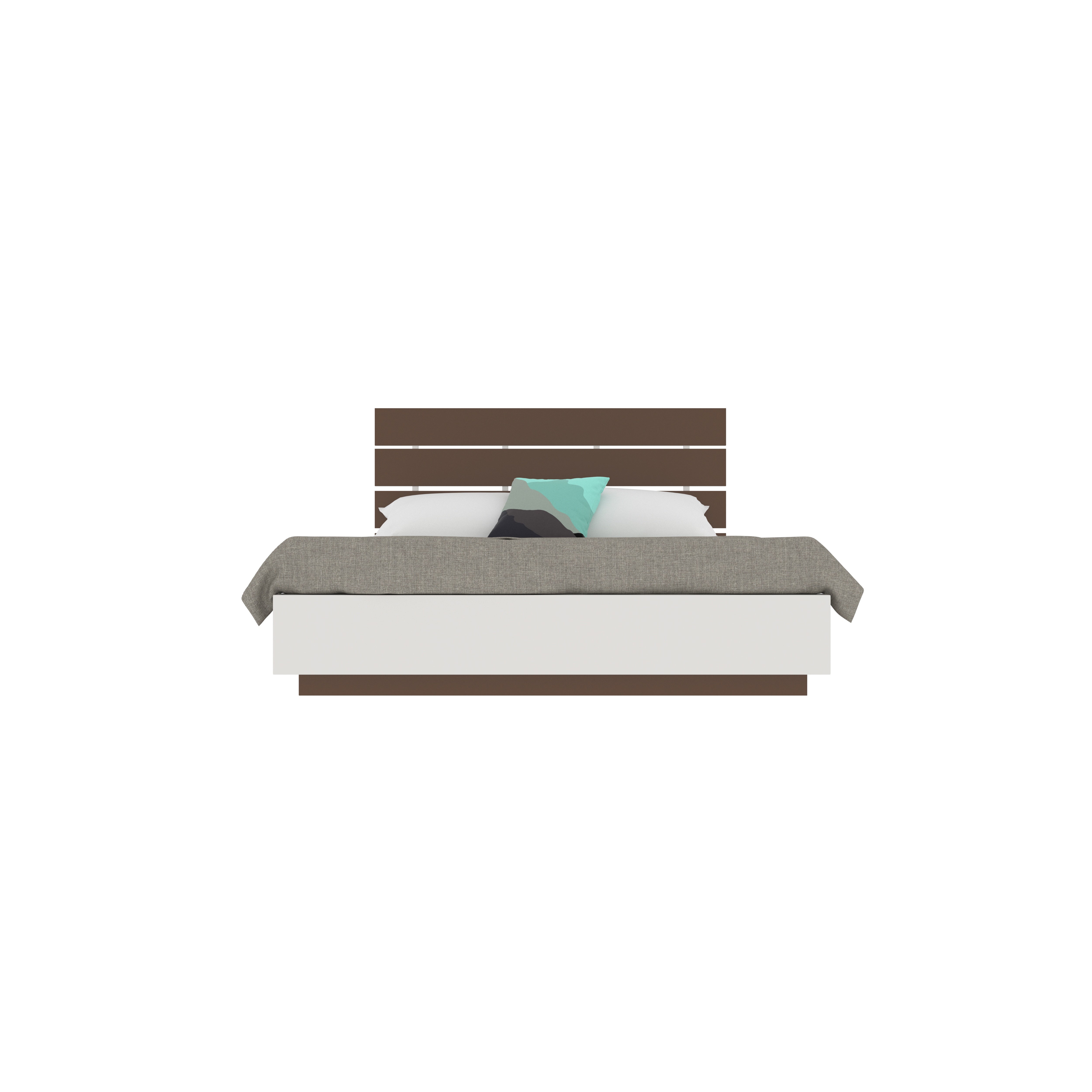 Modern Storage Bed with Slatted Headboard – Dual-Tone Finish Bed