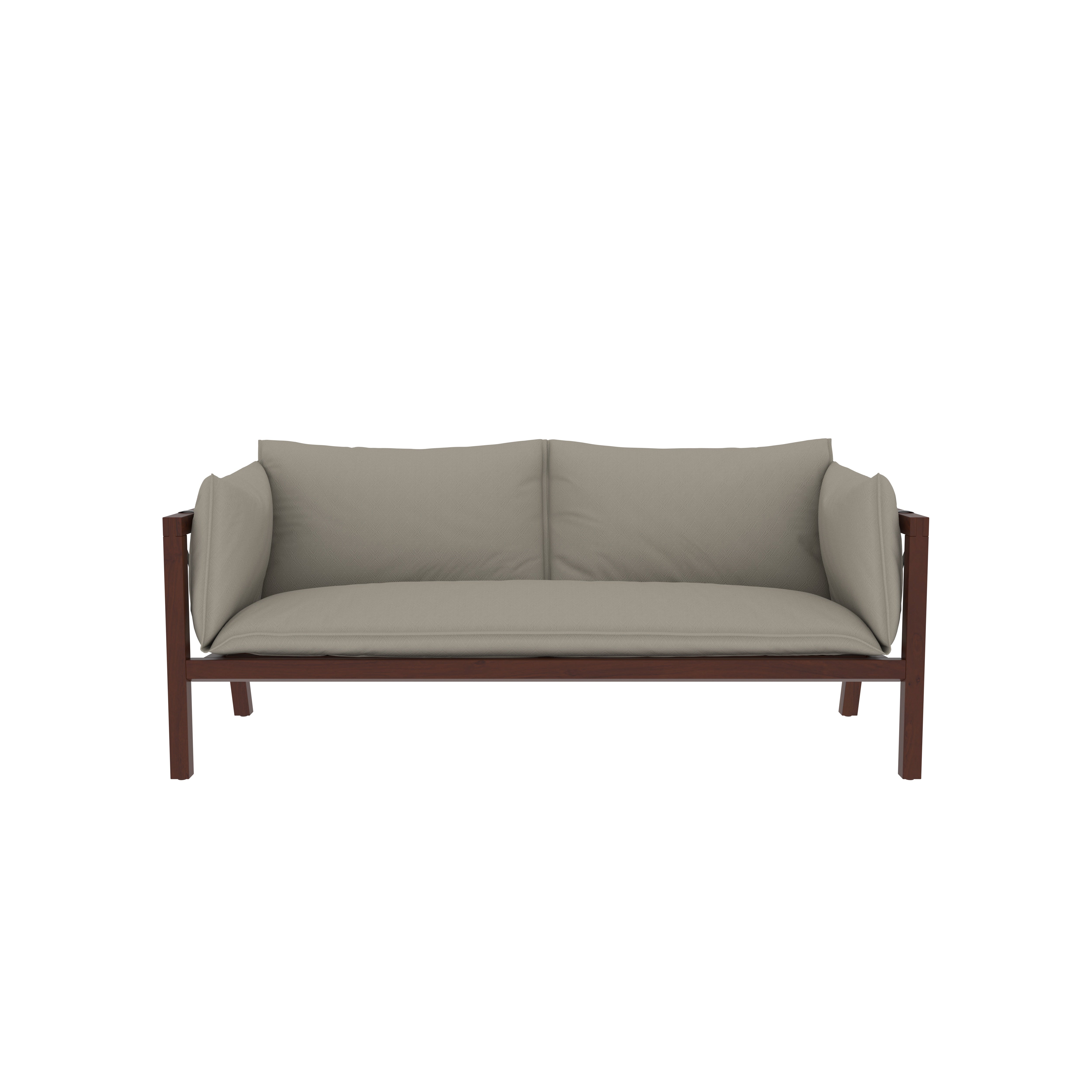 Contemporary Wooden Sofa with Strap-Back Cushions Sofa