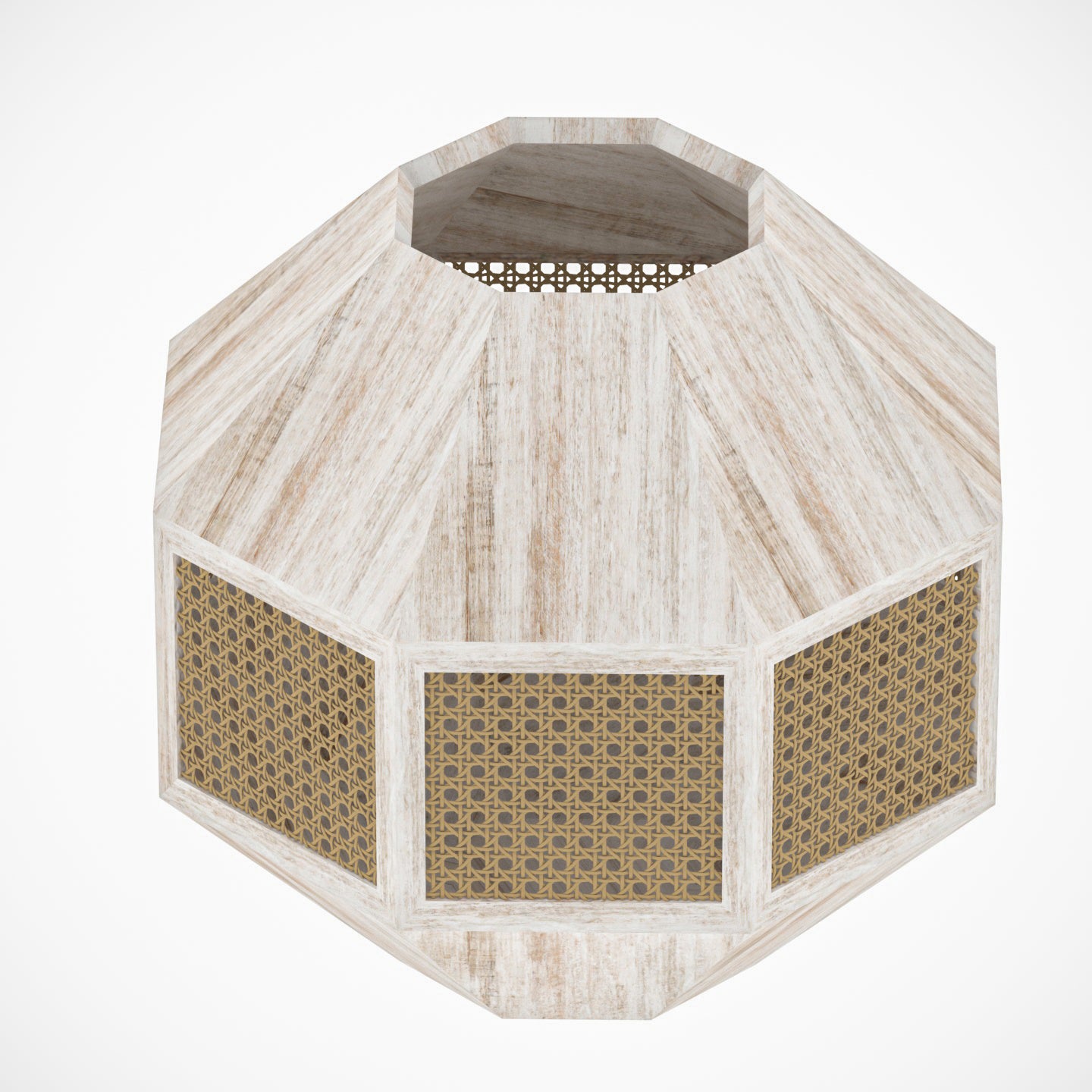 Diamond Shaped Wooden Handmade White Distressed Flowerpot for Home Vase