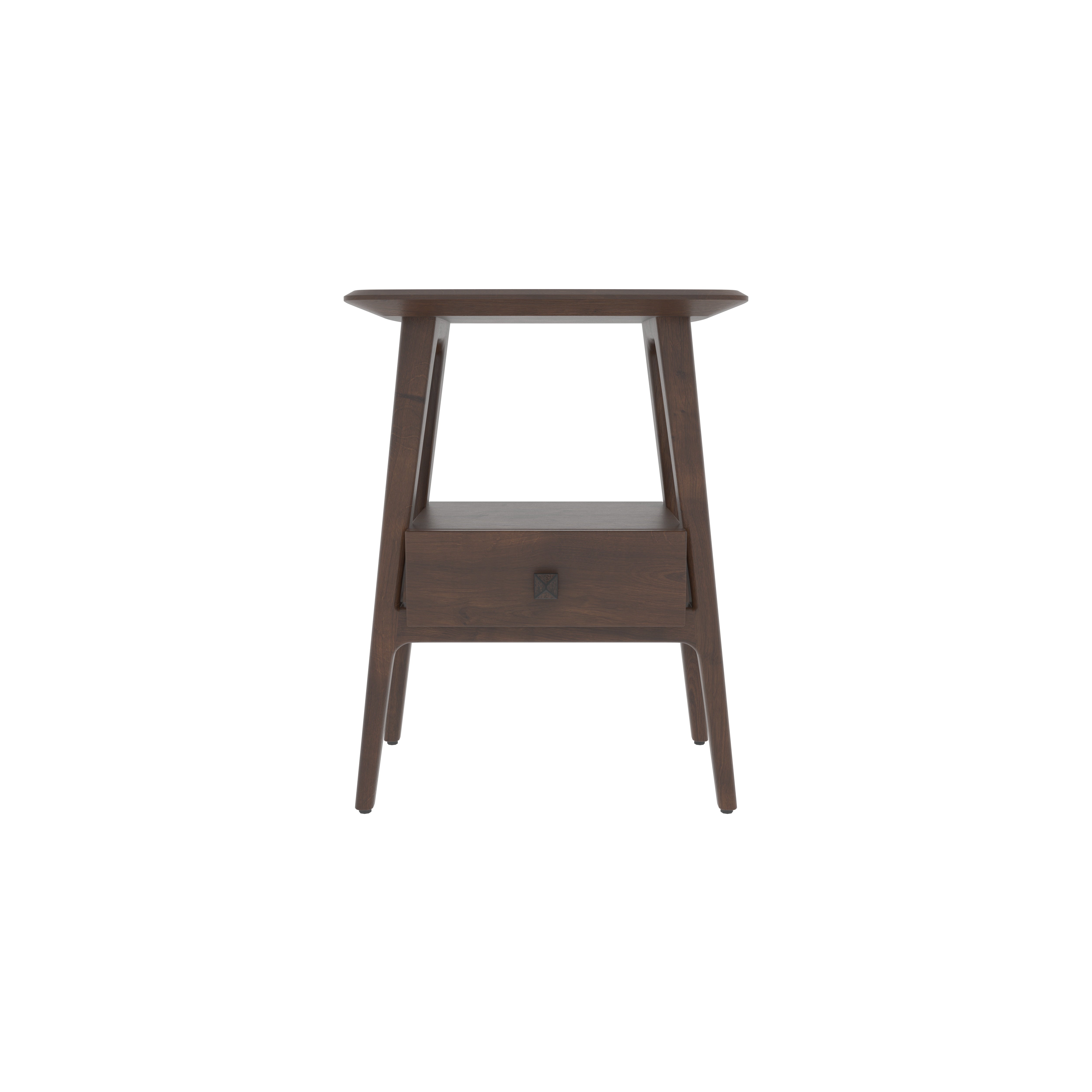 Compact Solid Wood Nightstand with Rounded Top Bedside