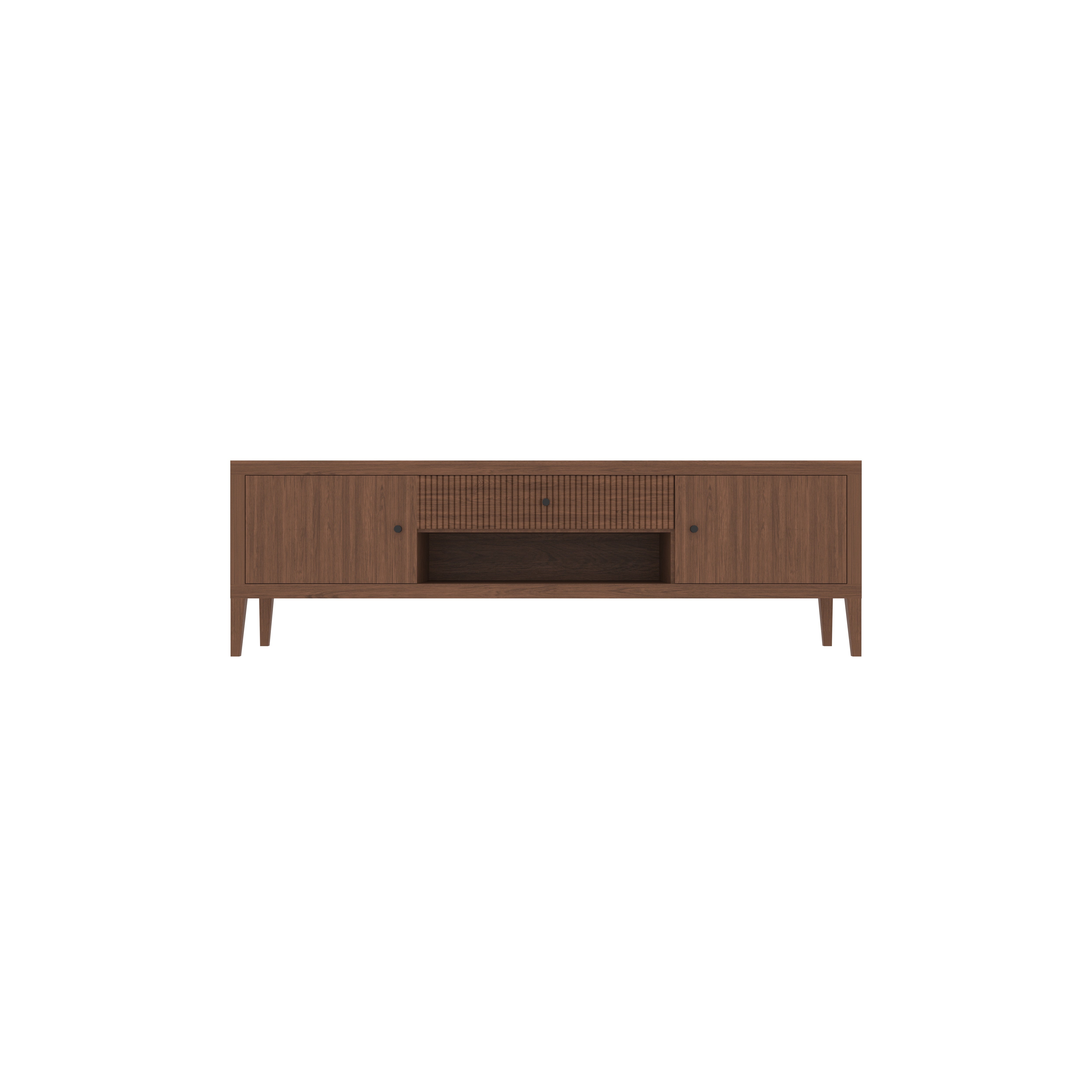 Mid-Century Modern Wooden TV Stand - Premium Walnut Finish Entertainment Console Tv stand