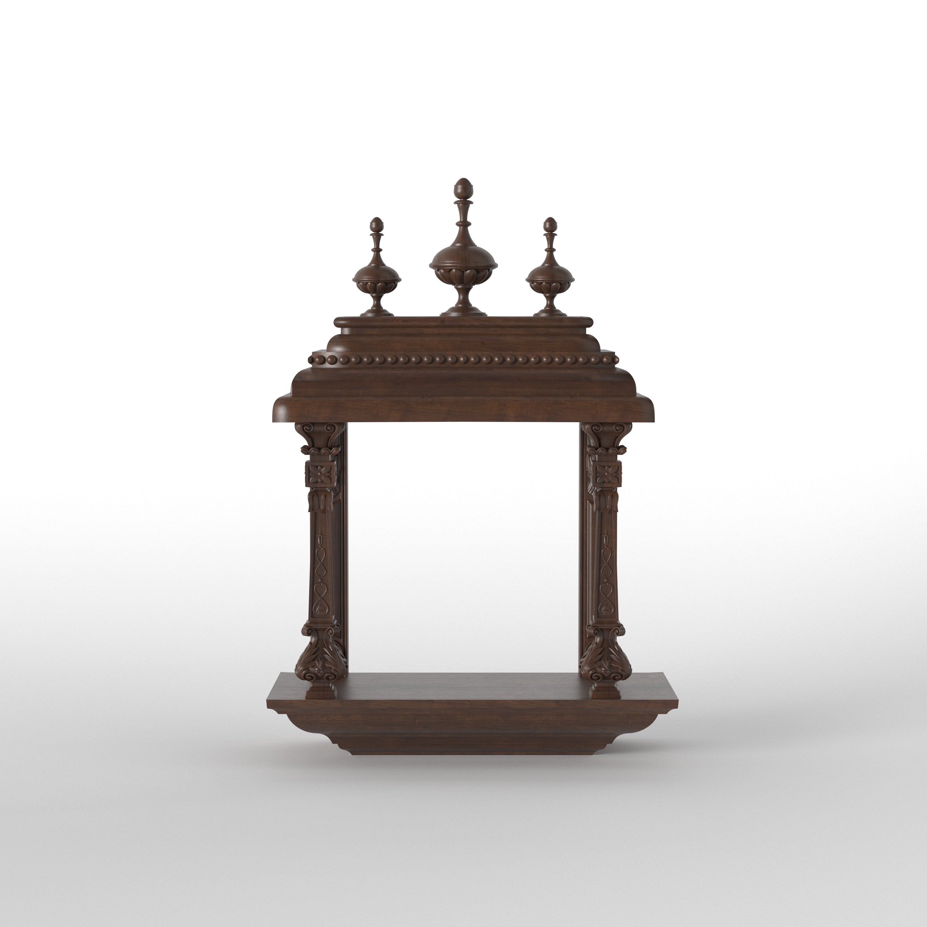 Traditional Wall Mounted Temple Mandir with Ornamental Pillars Temple