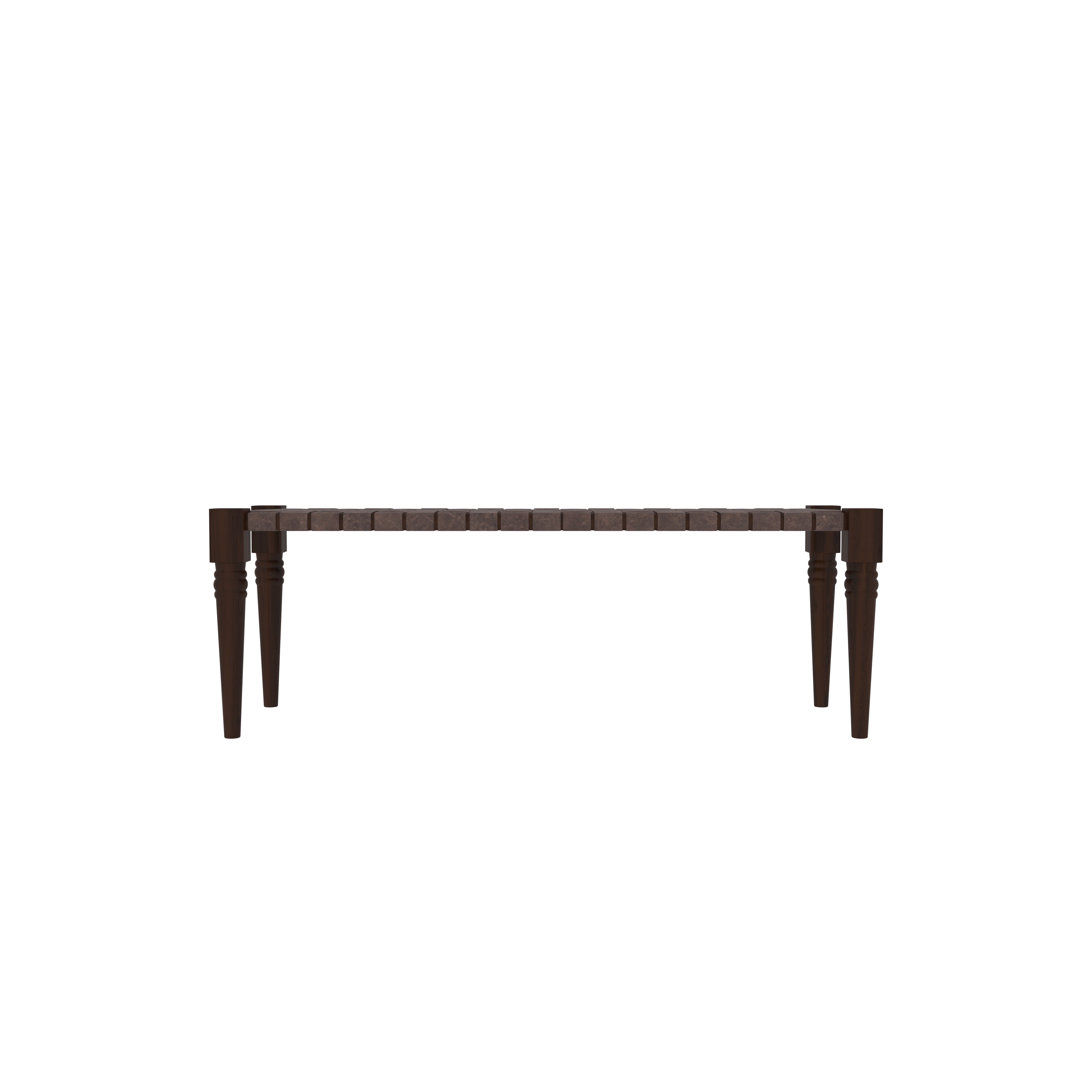 Traditional Wooden Woven Bench with Tapered Legs Bench