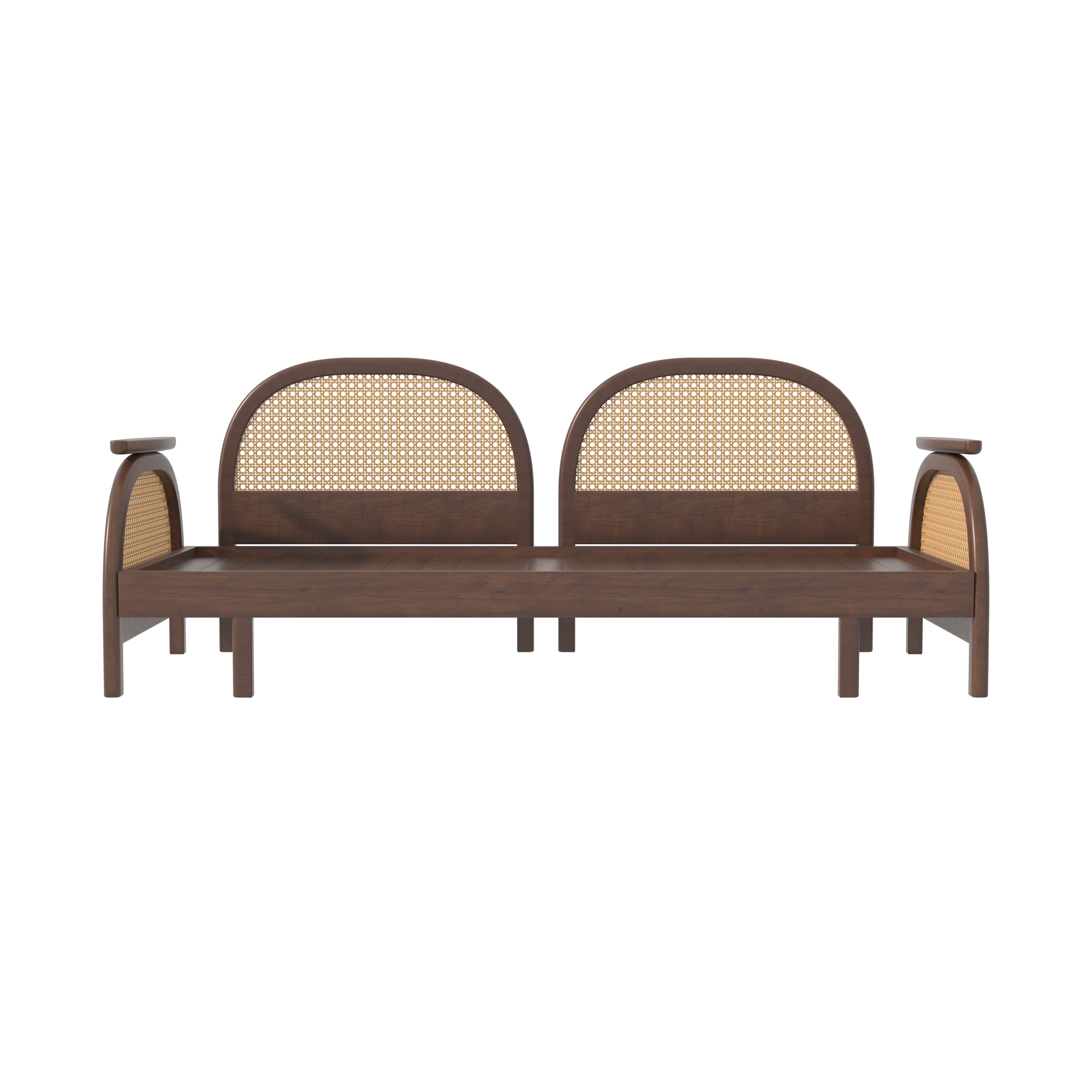 Luxury Cane-Inspired Day Bed with Curved Backrests and Extended Lounging Design Sofa cum bed