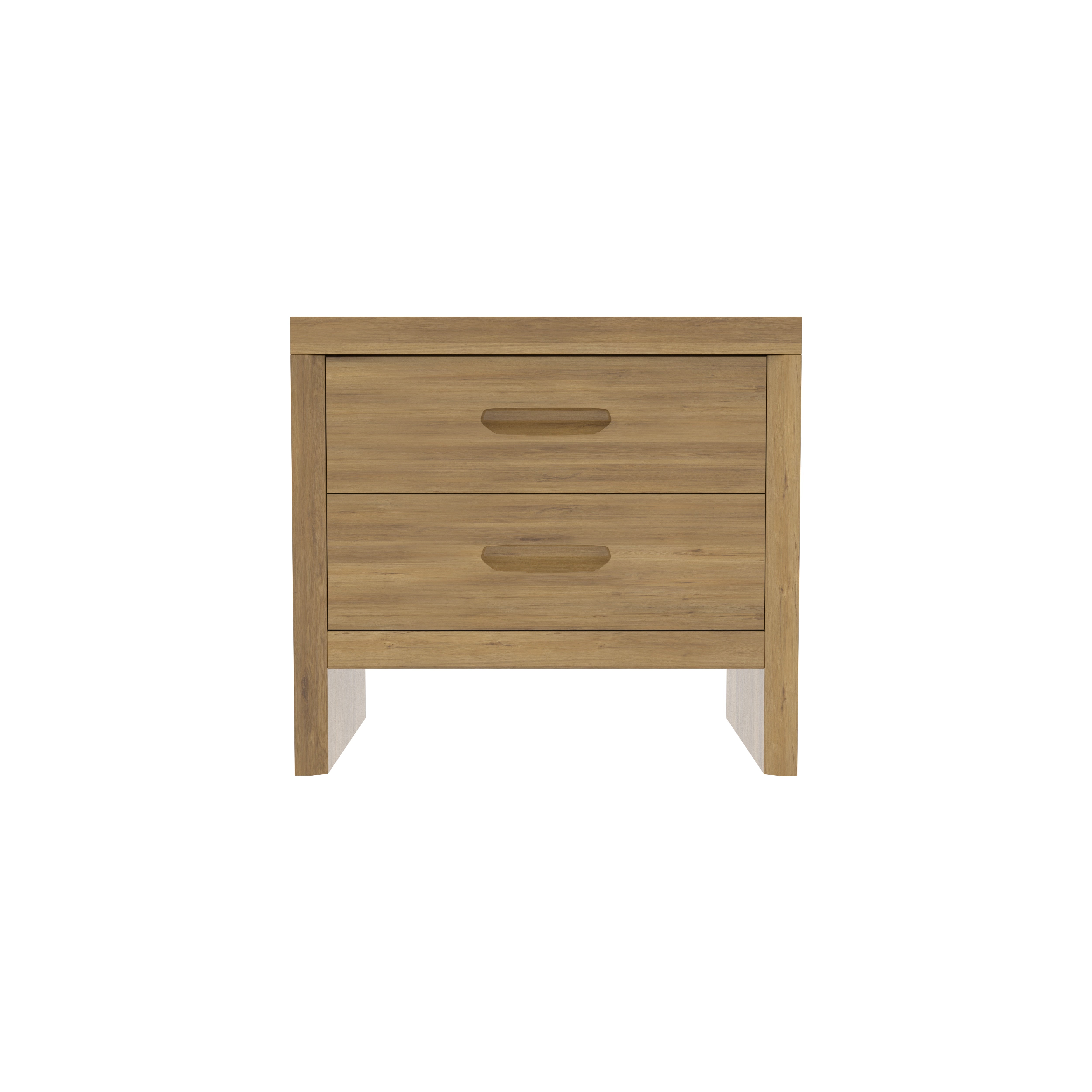 2-Drawer Engineered Wood Bedside Table - Modern Bedroom Storage Bedside