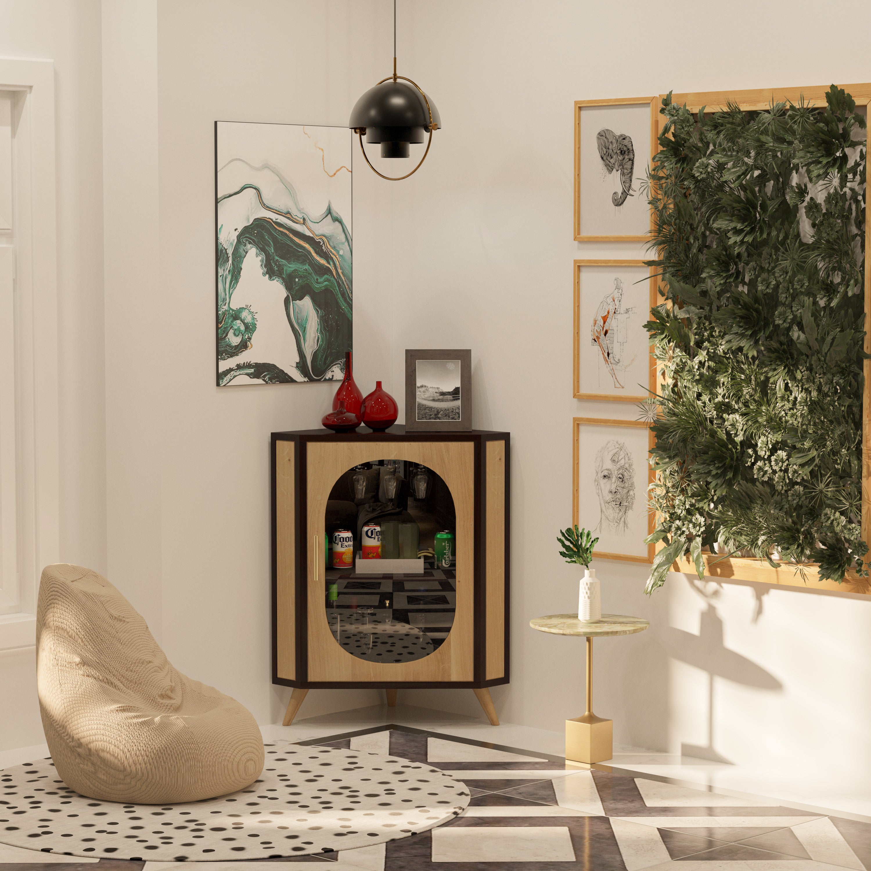 Boutique Blossom Finished Handmade Wooden Bar Cabinet Bar Cabinet