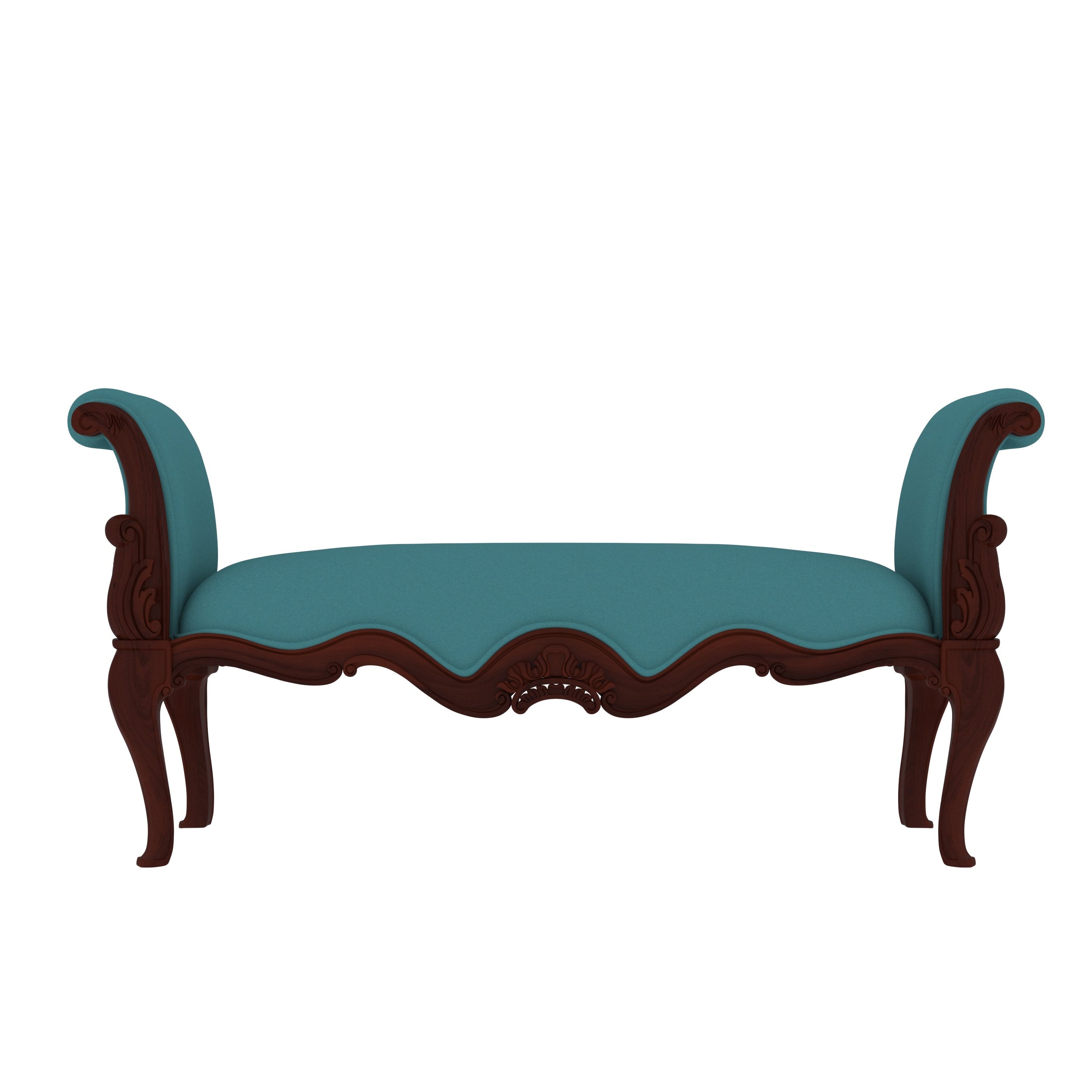 Orvella Heritage Luxury Curved Bench with Ornate Wooden Frame and Upholstered Seating Bench
