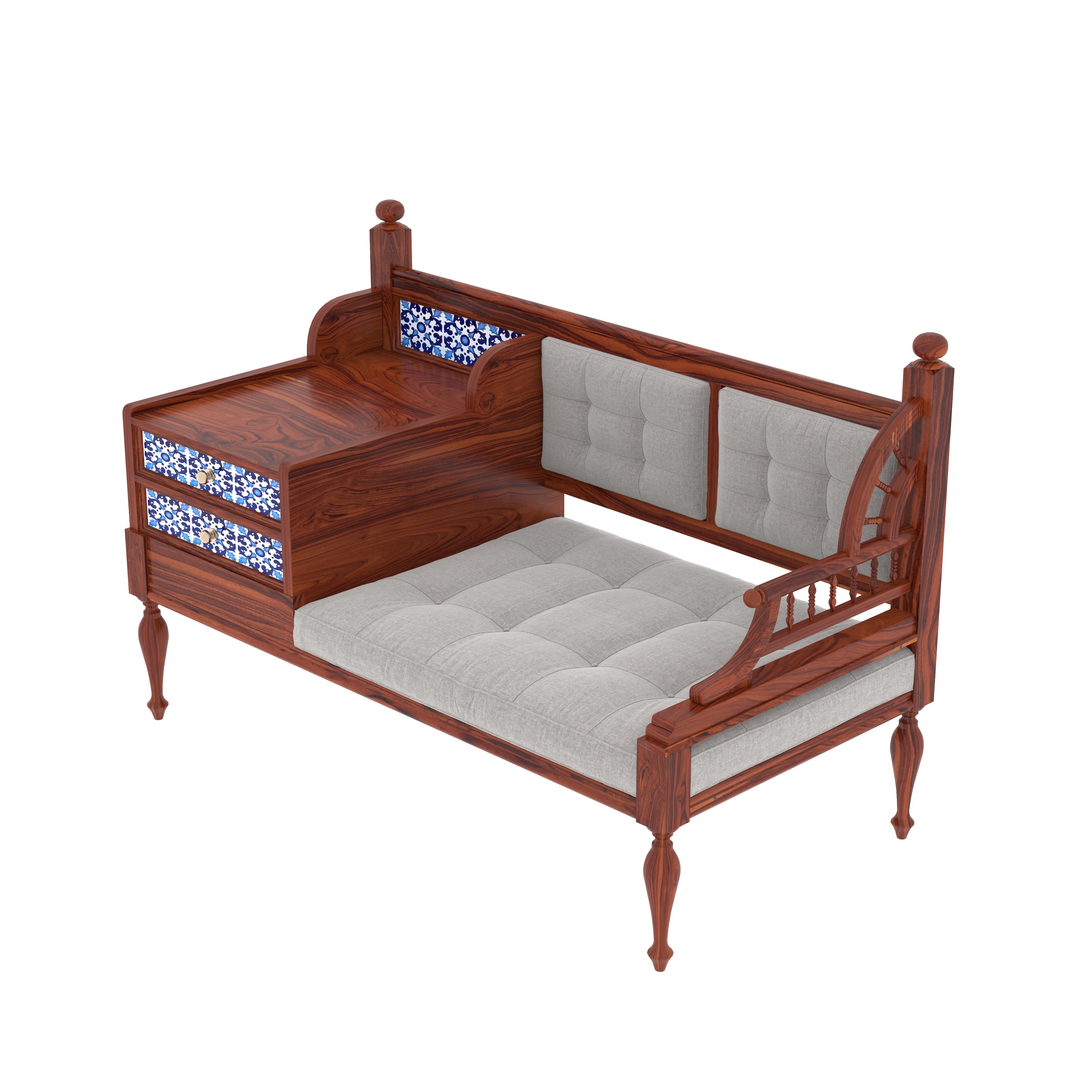 Southern East Light Finished Handmade Wooden Sofa With Duel Storage Drawers Sofa