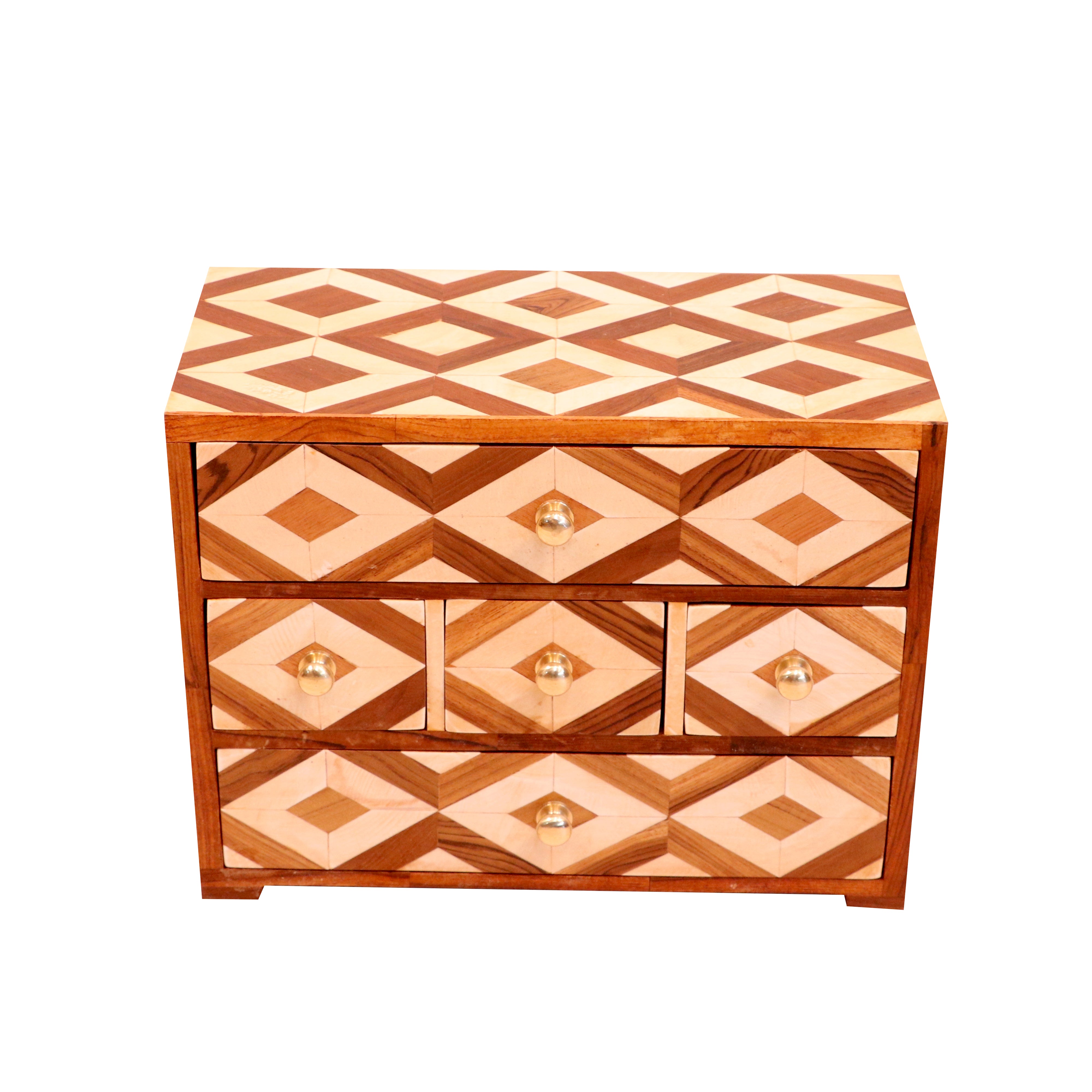 Classic Irish Inlay Strip Designed Wooden Multi-Drawer Desk Organizer for Home Desk Organizer