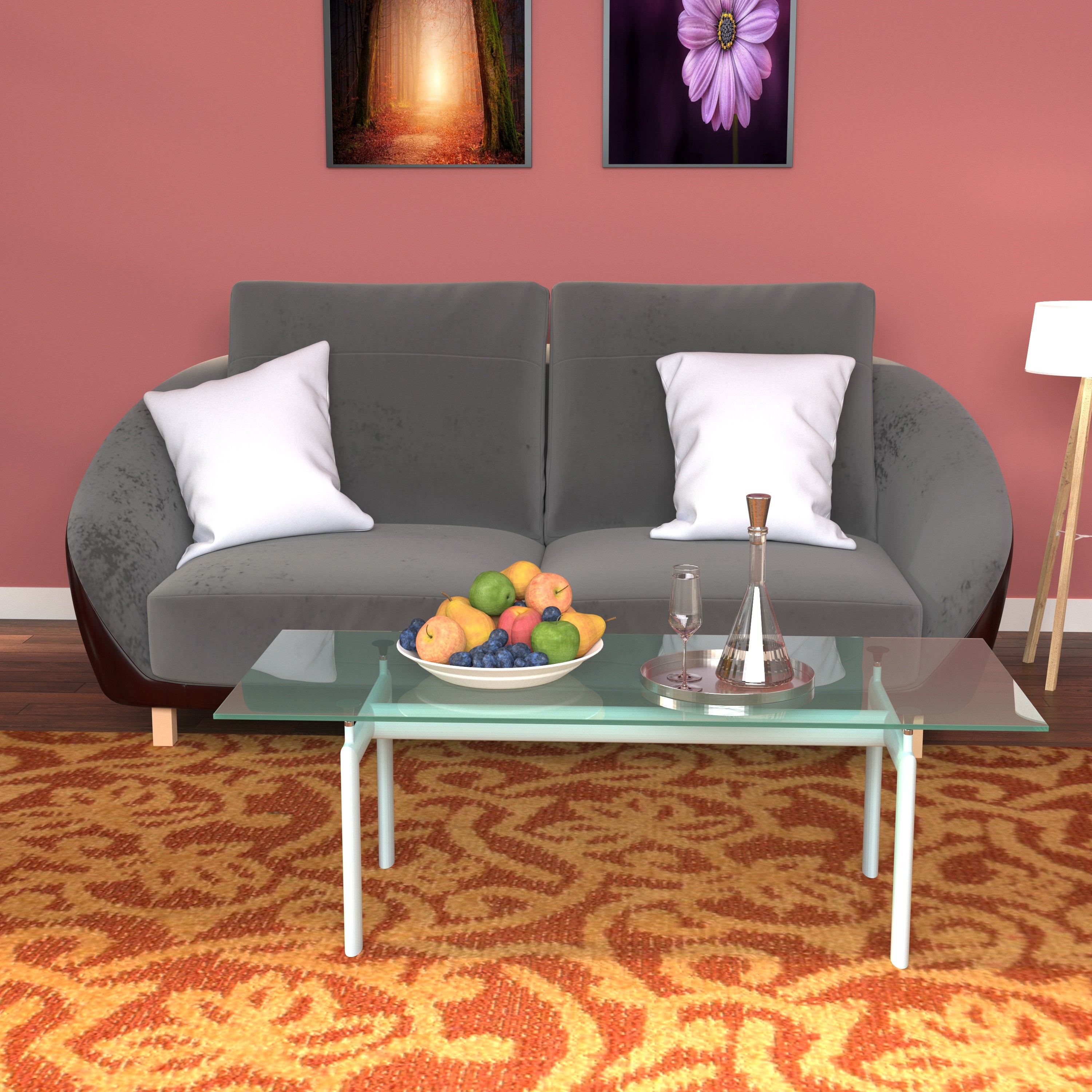 Strong Iron Gray Smooth Finish Wooden 2 Seater Sofa Sofa