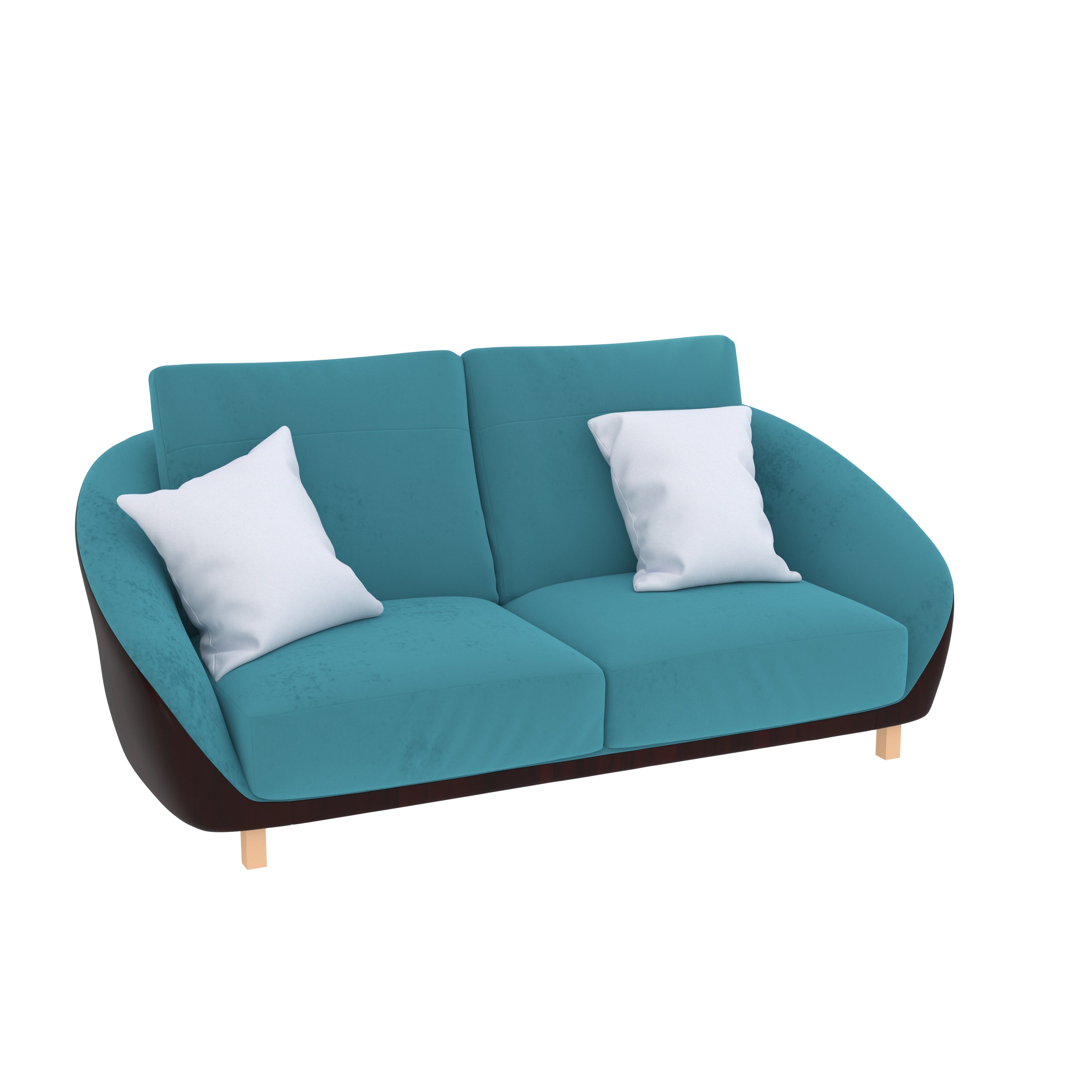 Pine Sea Blue Smooth Finish Wooden 2 Seater Sofa Sofa