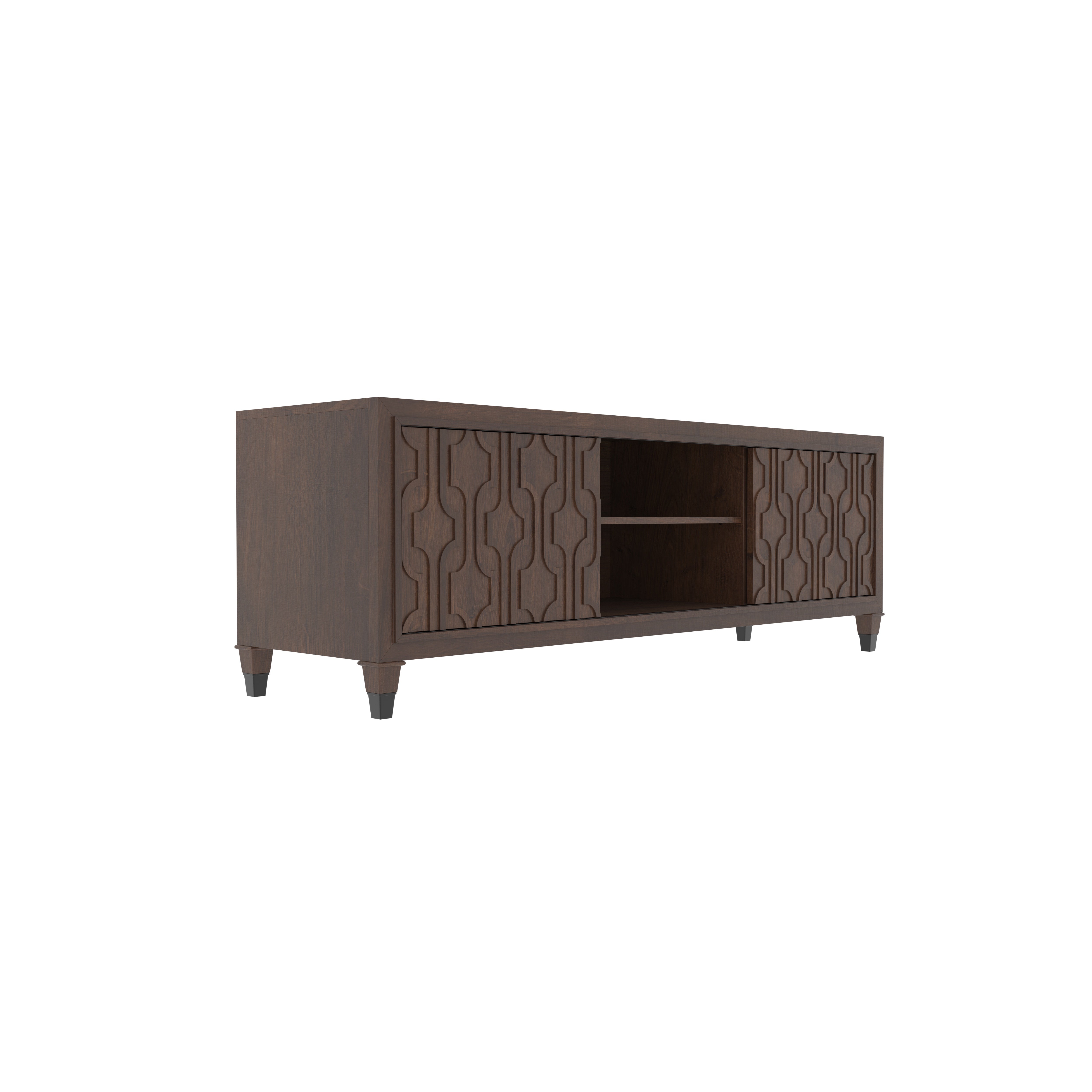 Moroccan-Inspired Wooden TV Stand - Decorative Panel Entertainment Console Tv stand