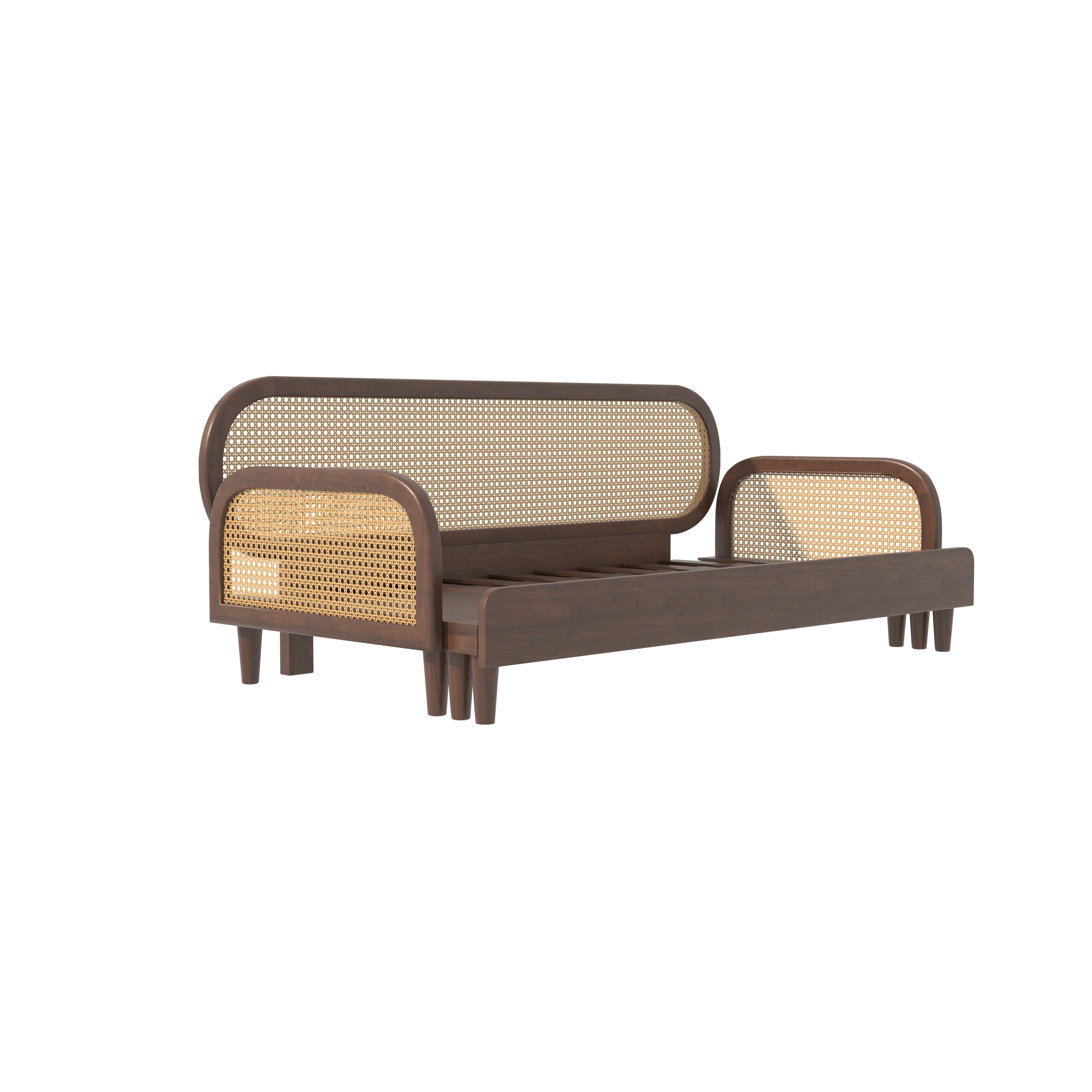 Artisan Luxe Extendable Day Bed with Curved Cane-Style Backrest Sofa cum bed
