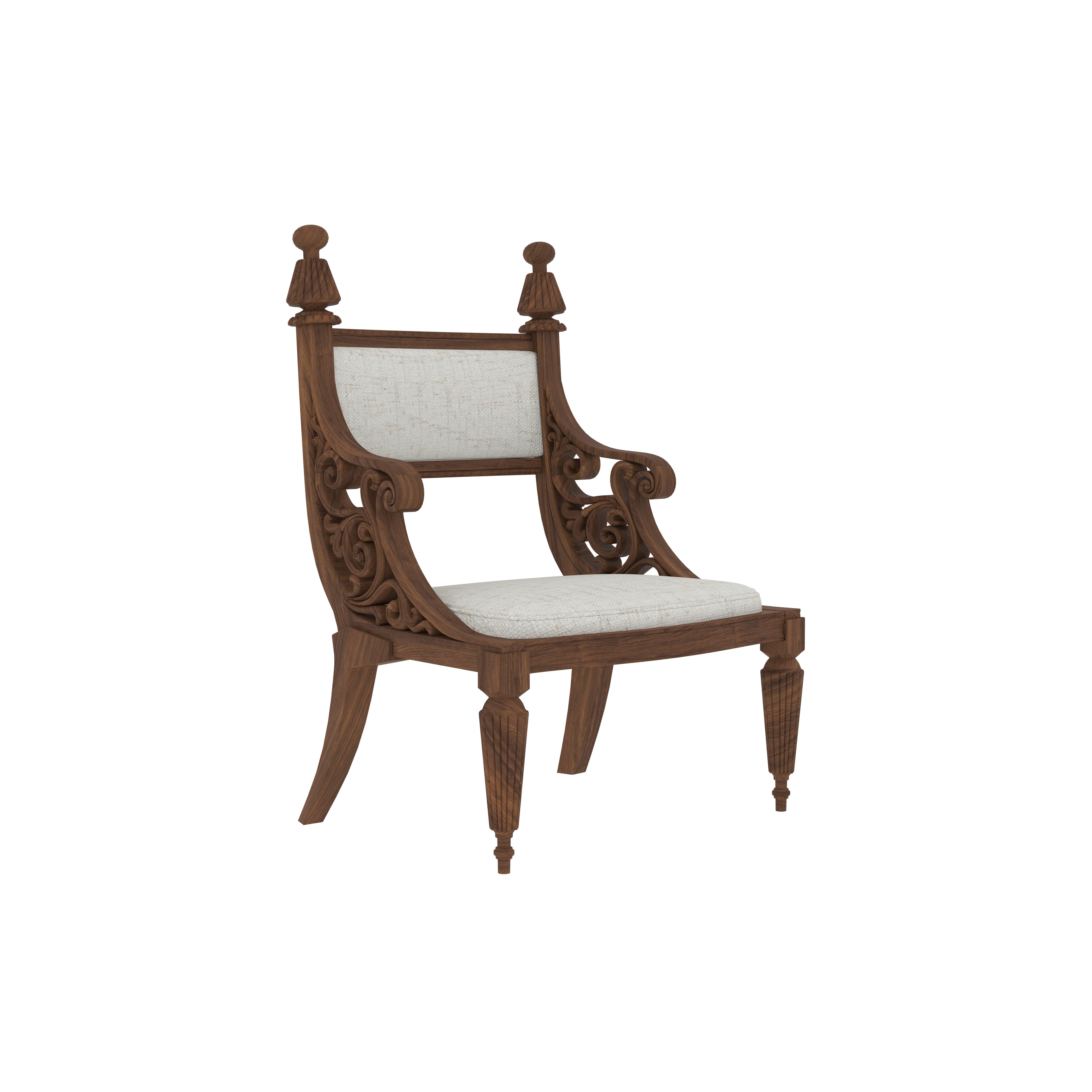 Ornate Round Wooden Dining Table with 6 Carved Chairs Set Dining Set
