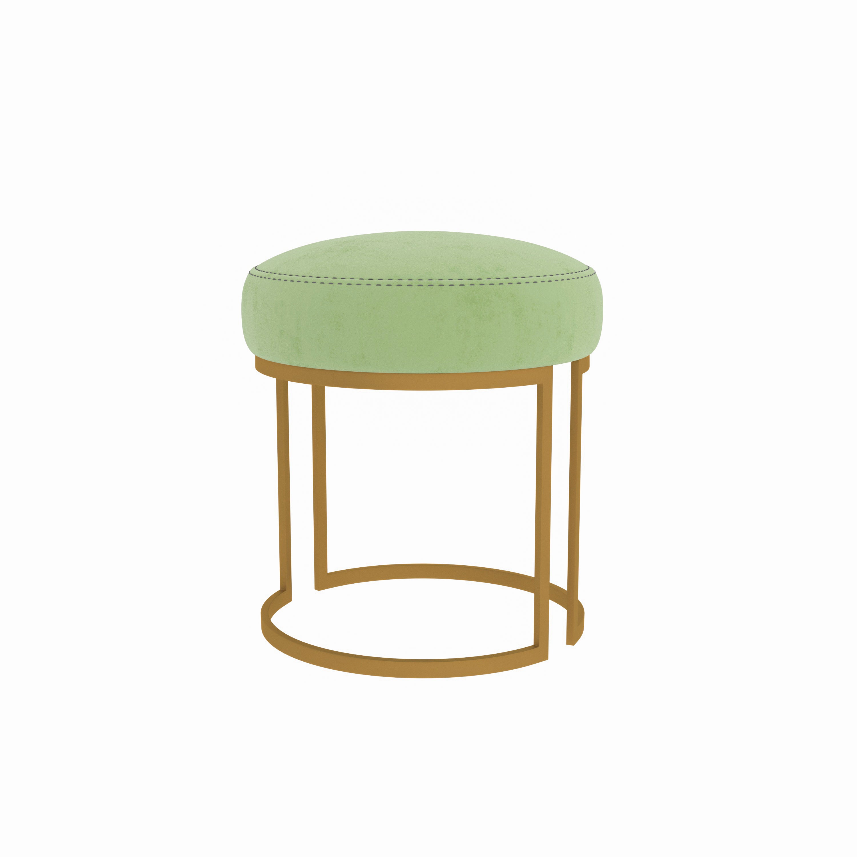 Glance Green Puffed Classic Metal Stool Stool