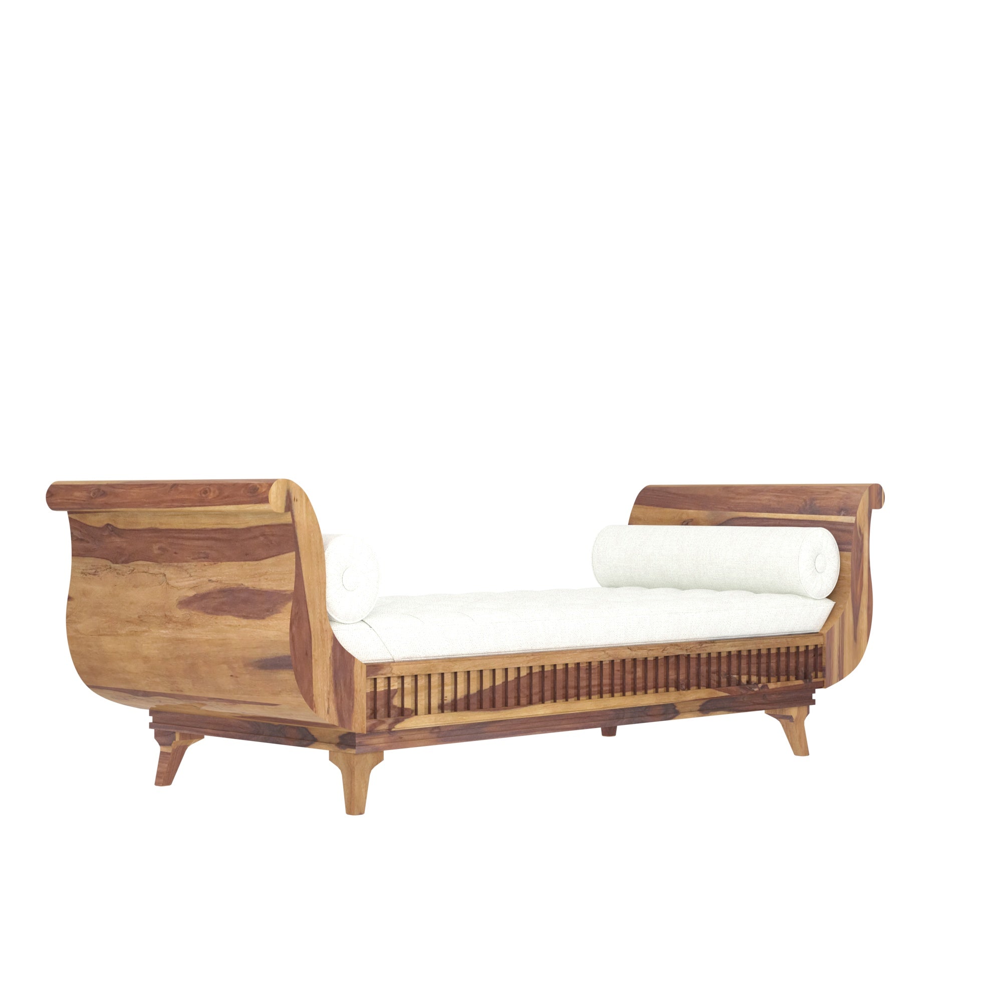 Realm Traditional Light Finished Wooden Handmade Long Sofa Sofa