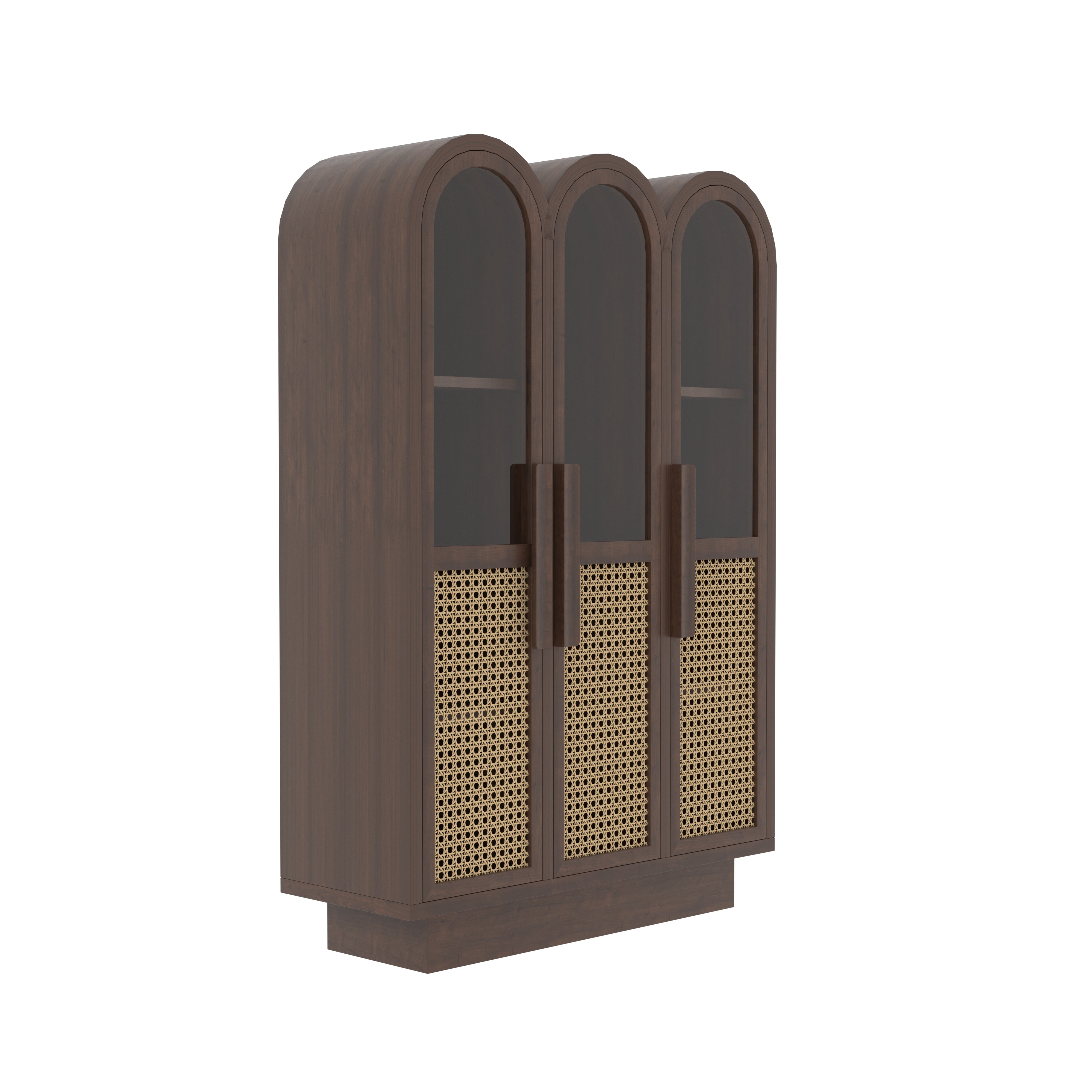 Trevaldo Arco European Luxury Wardrobe with Triple Arch Display, Artisan Cane Doors, and Contemporary Storage Cabinet Wardrobe