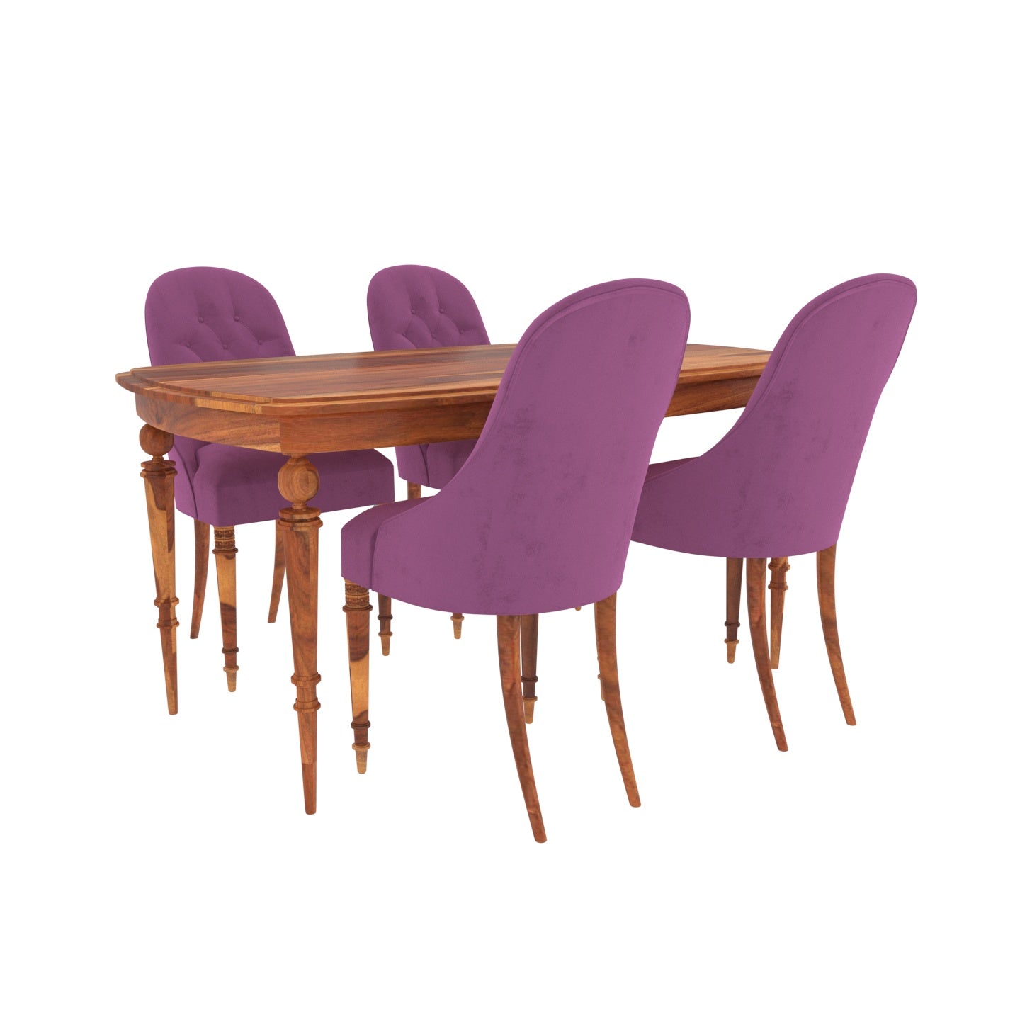 Penta Pink Four Chair with Square Table Wooden Dining Set Dining Set
