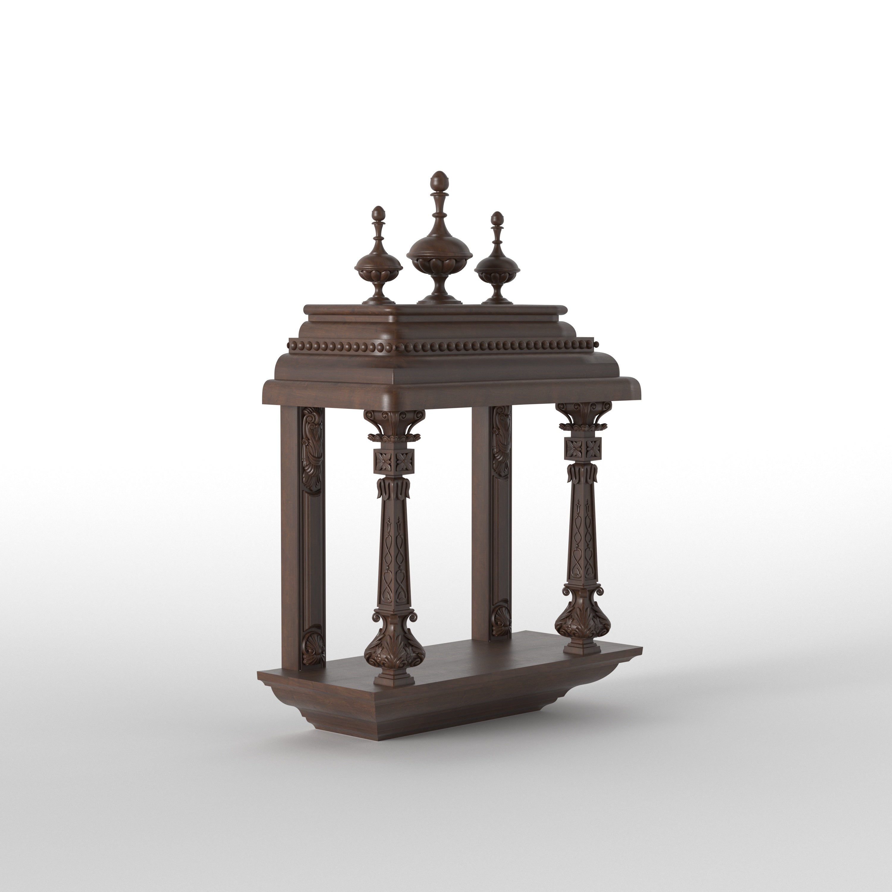 Traditional Wall Mounted Temple Mandir with Ornamental Pillars Temple