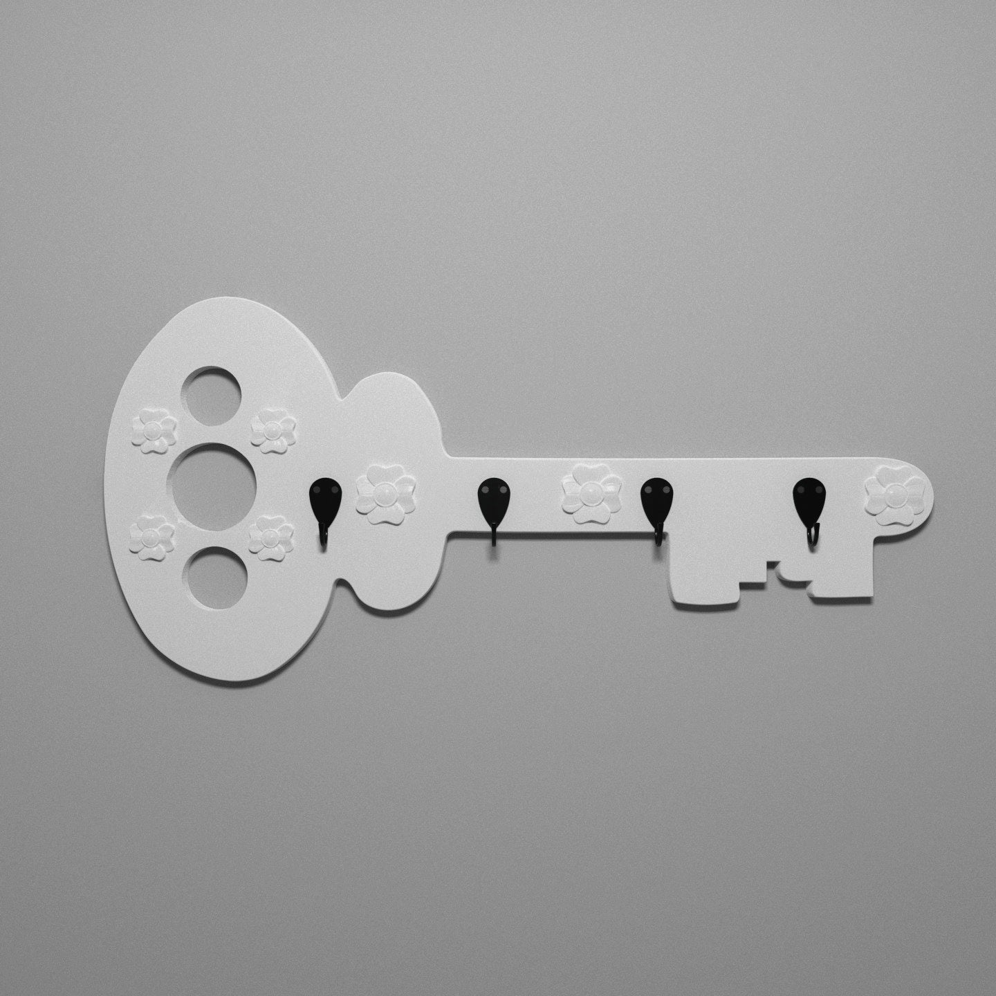 Treasure Key Style Wooden 3 Wall Hanging Hook Hook