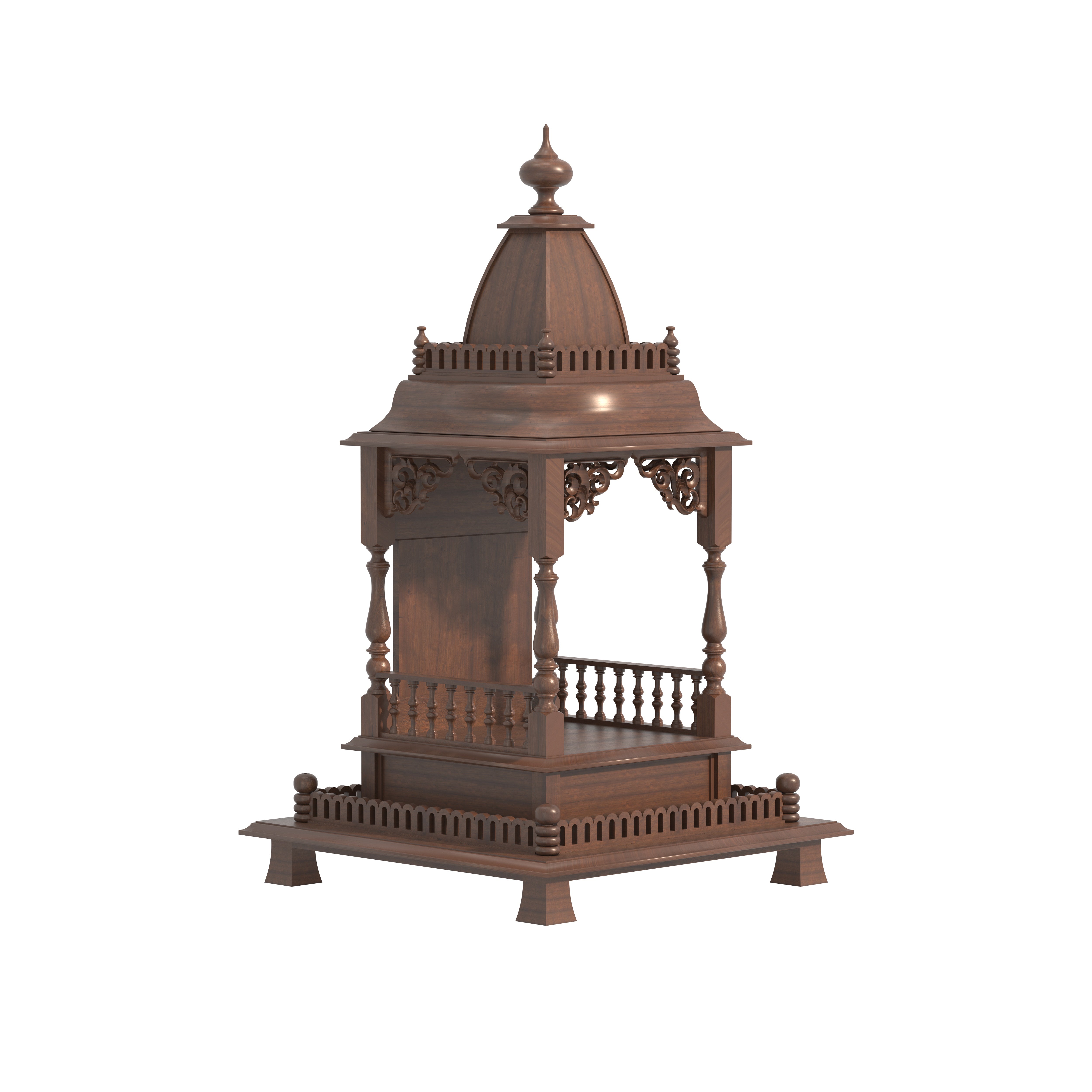 Traditional Tabletop Temple Mandir with Ornamental Spire Design Temple