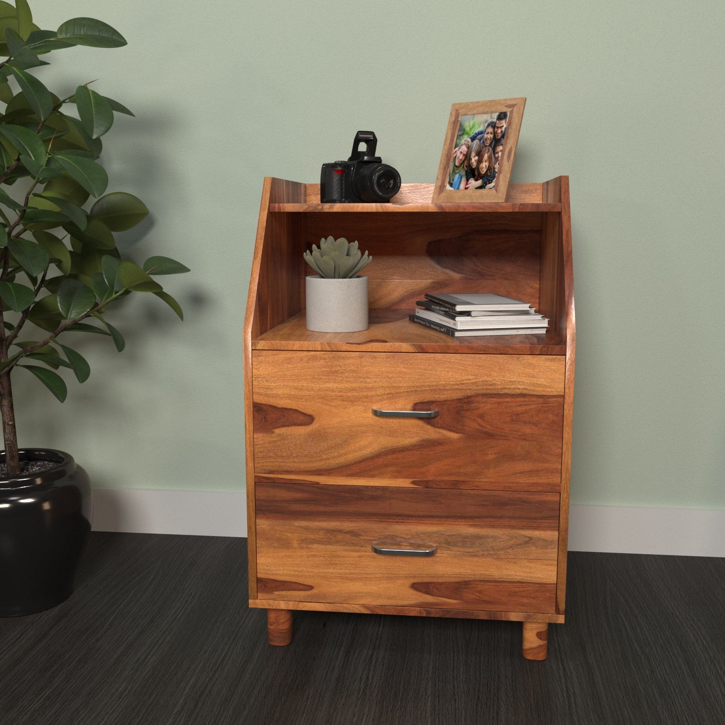 Premium Vintage Sheesham Handmade Wooden Bedside Table for Home Bedside