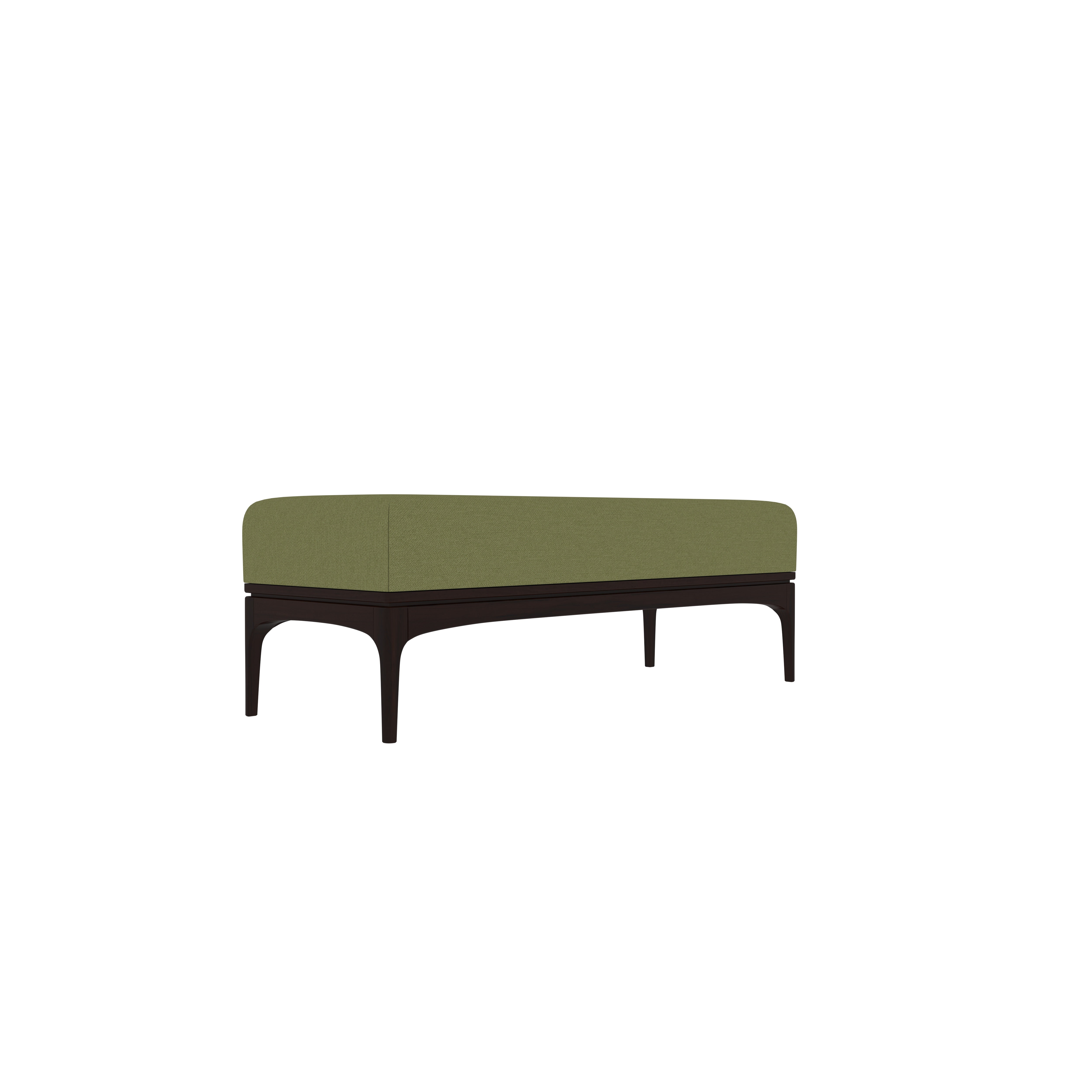 Modern Olive Green Upholstered Bench with Sleek Dark Wood Frame Bench