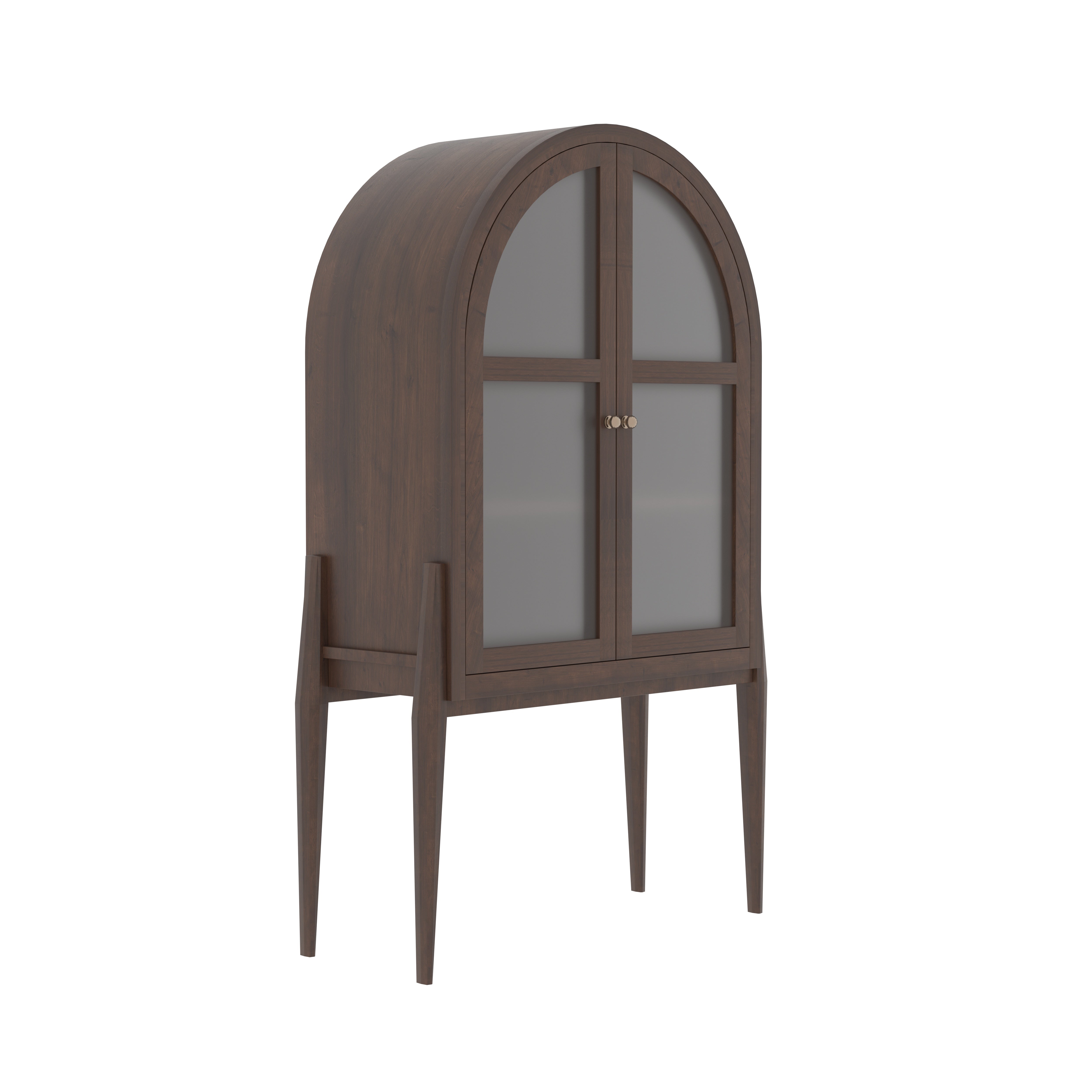 Lunarello Arch European Luxury Wardrobe with Frosted Glass Doors and Sculpted Wooden Frame Wardrobe