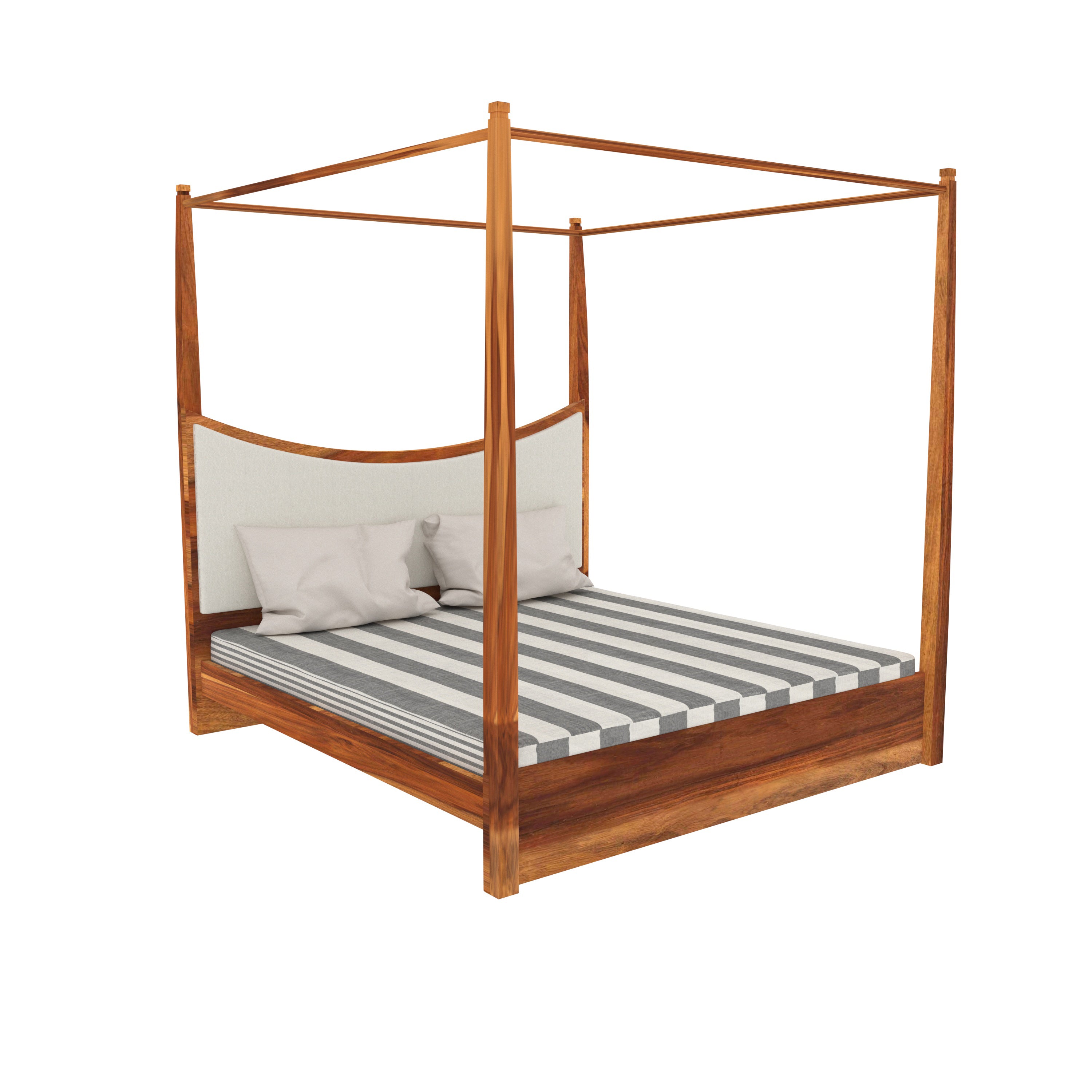 Melodious Long Sharp Pillar Sheesham Wooden Vintage Bed Bed