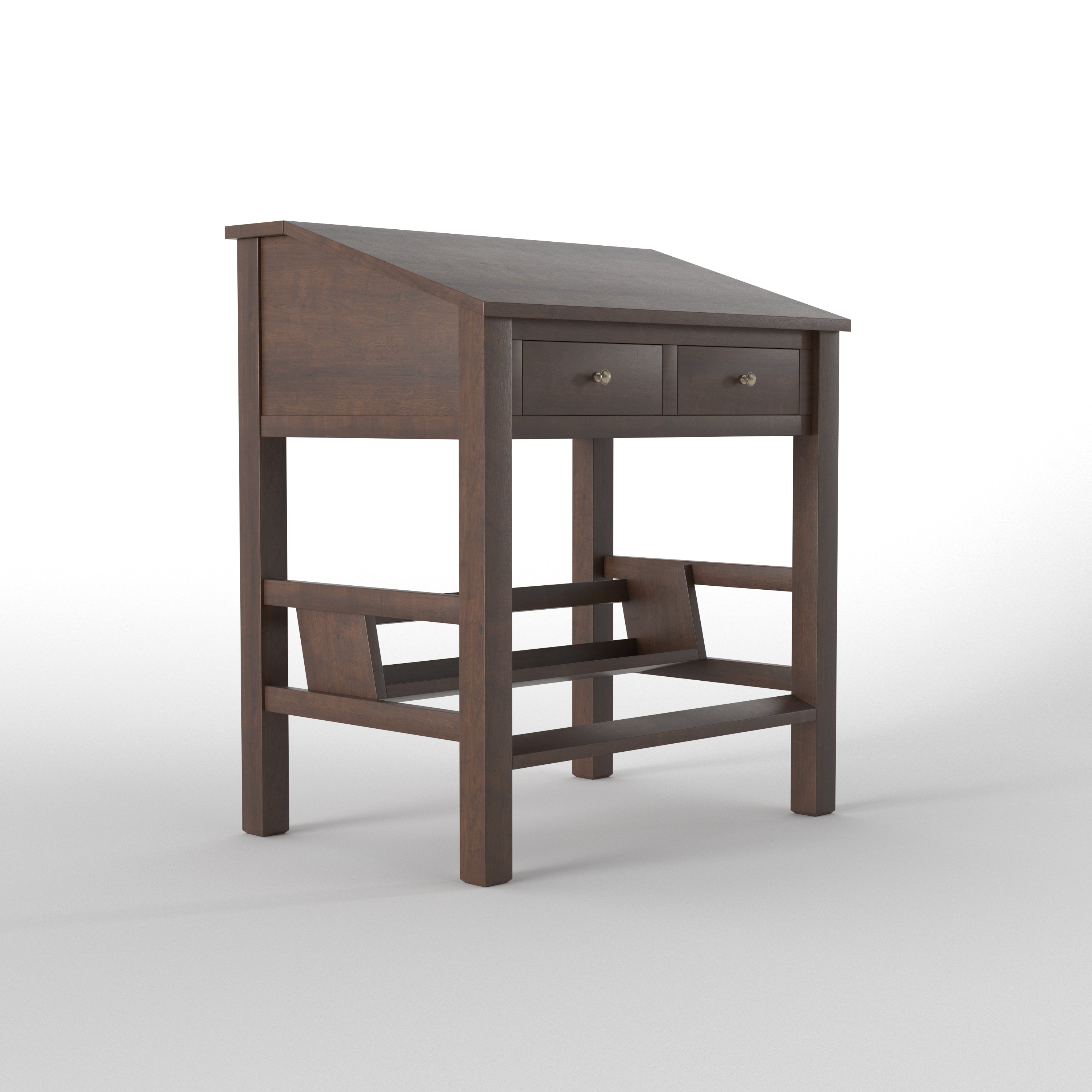 Slanted Top Study Desk with Drawers & Book Shelf - Draughtsman Style Study Table