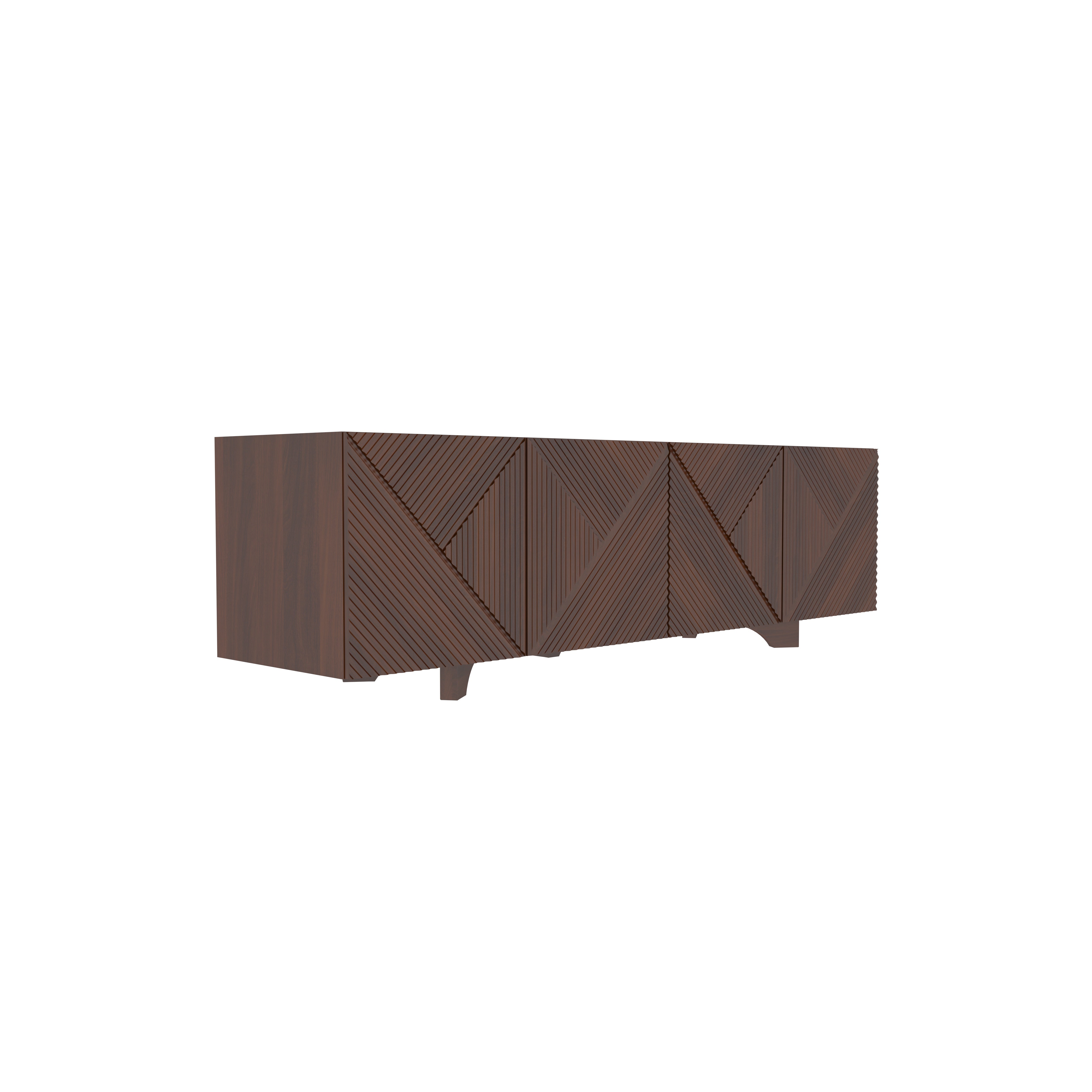 Geometric Carved Wooden TV Console - Modern Media Cabinet Tv stand