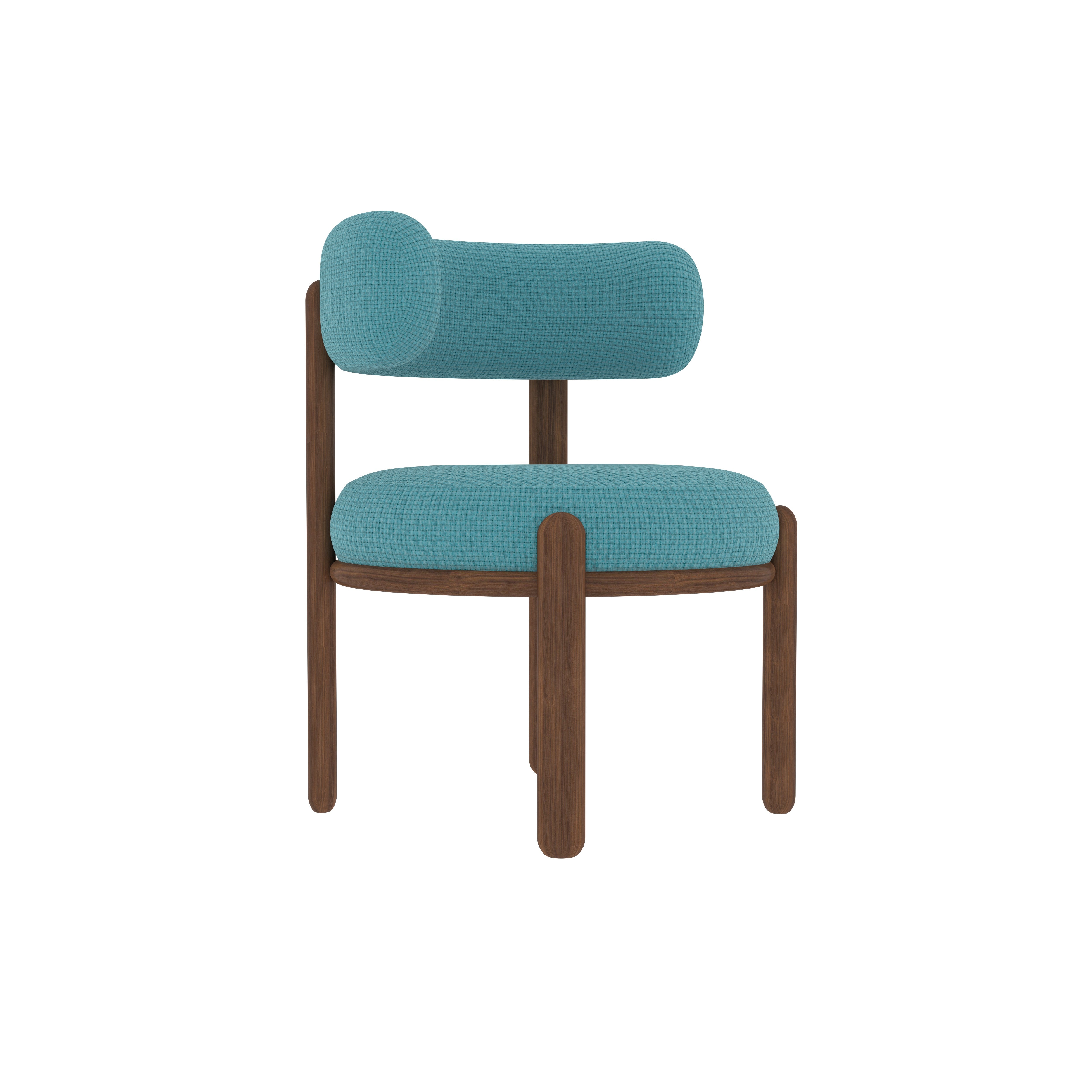 Japanese Style Low Height Dining Set - 4 Seater Walnut Table with Turquoise Upholstered Chairs Dining Set
